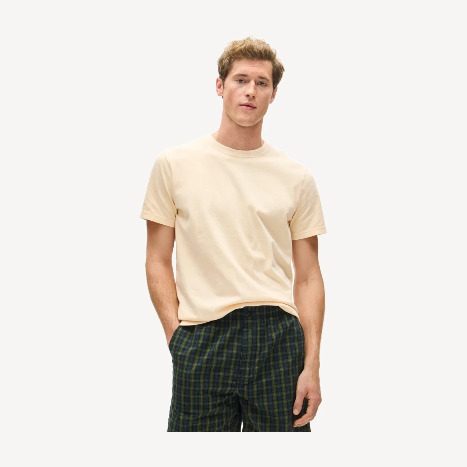 Vintage-wash cotton T-shirt with contrast stitching