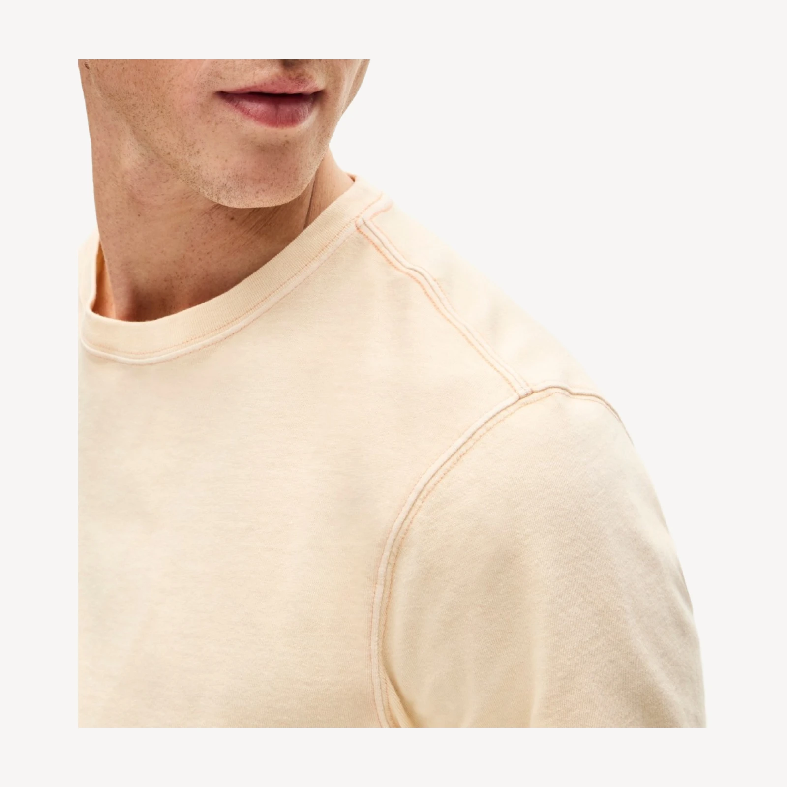 Vintage-wash cotton T-shirt with contrast stitching