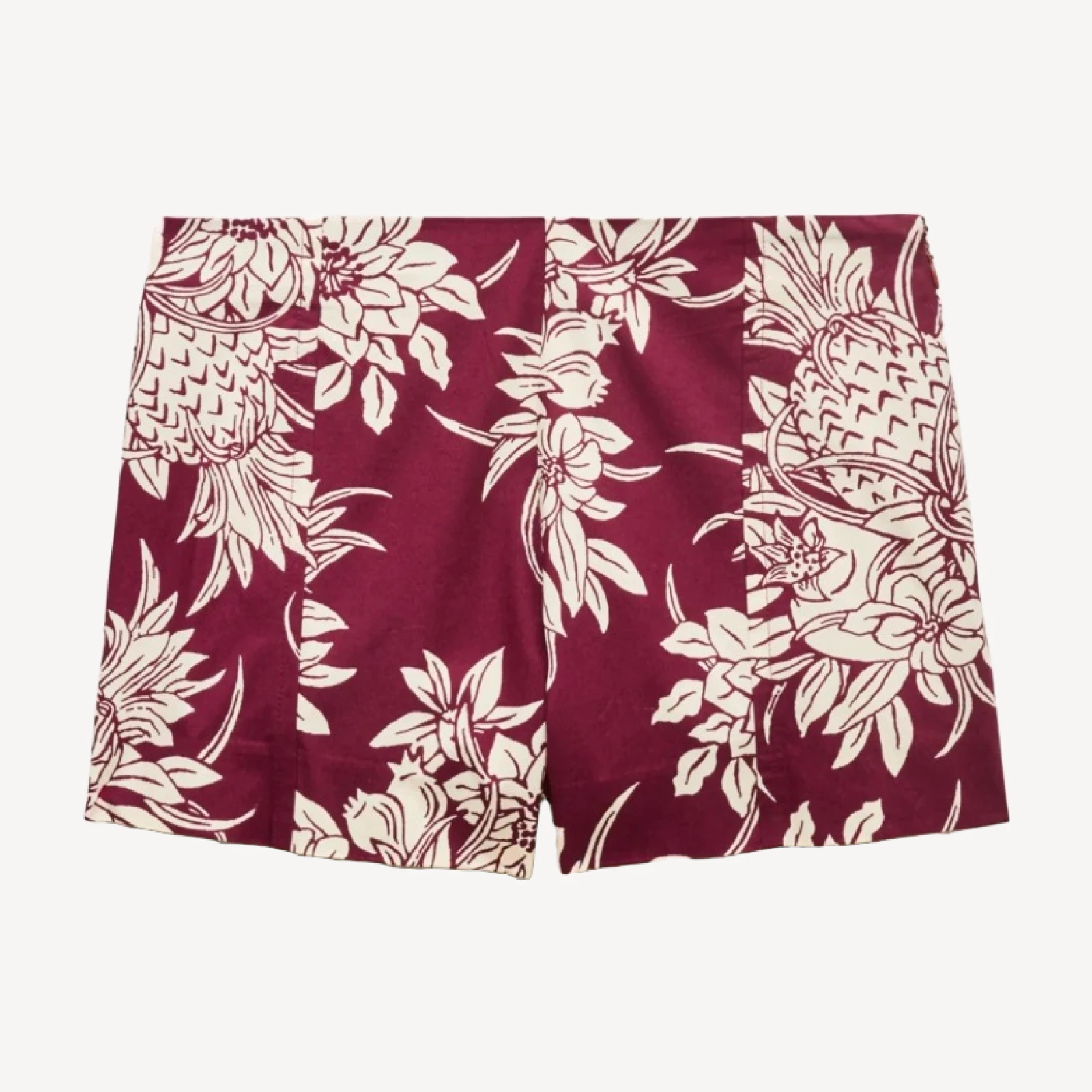 Tap short in pineapple garden-print cotton poplin