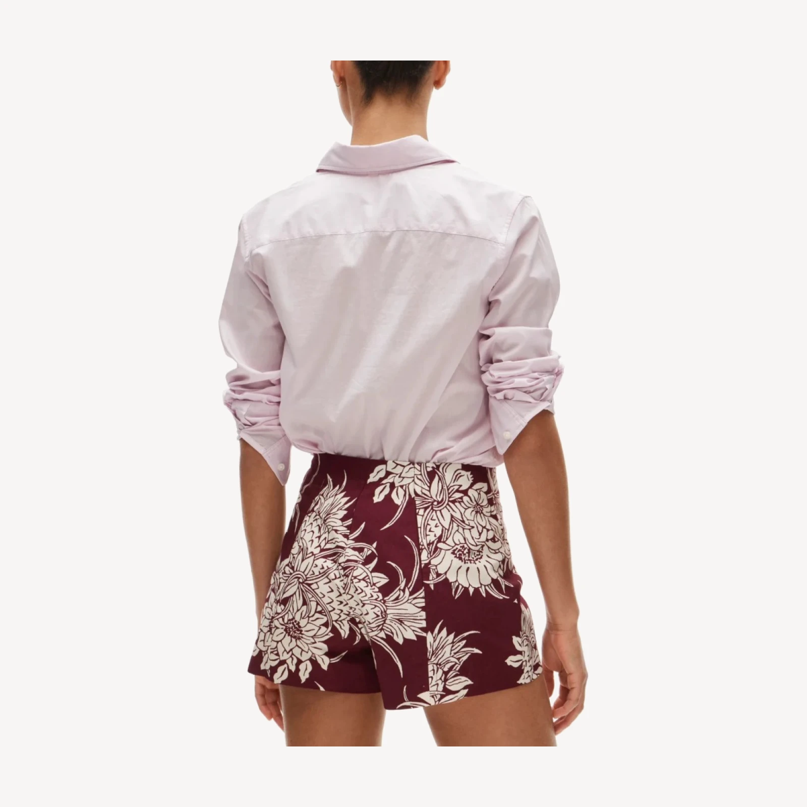 Tap short in pineapple garden-print cotton poplin