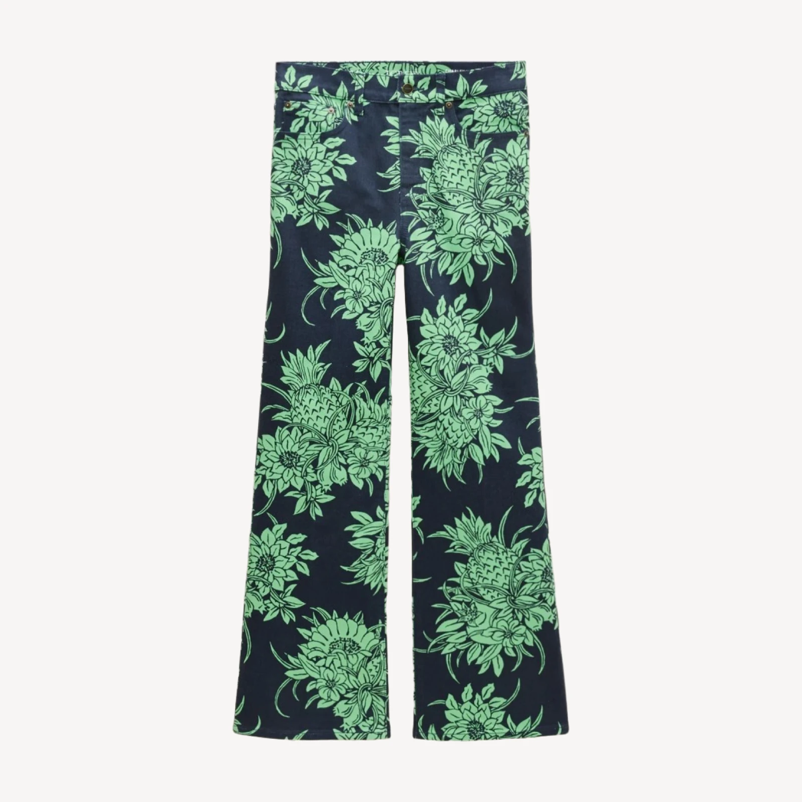 Charley kickout cropped jean in pineapple garden print