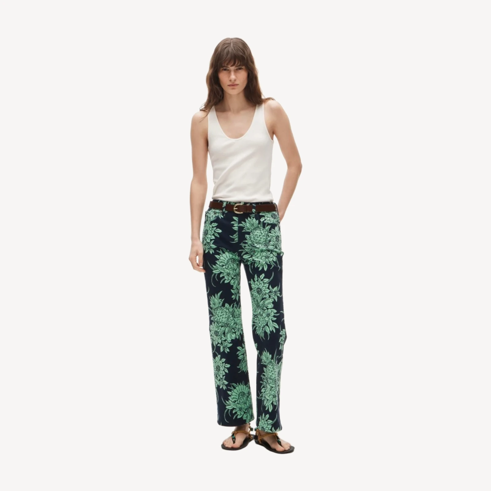 Charley kickout cropped jean in pineapple garden print