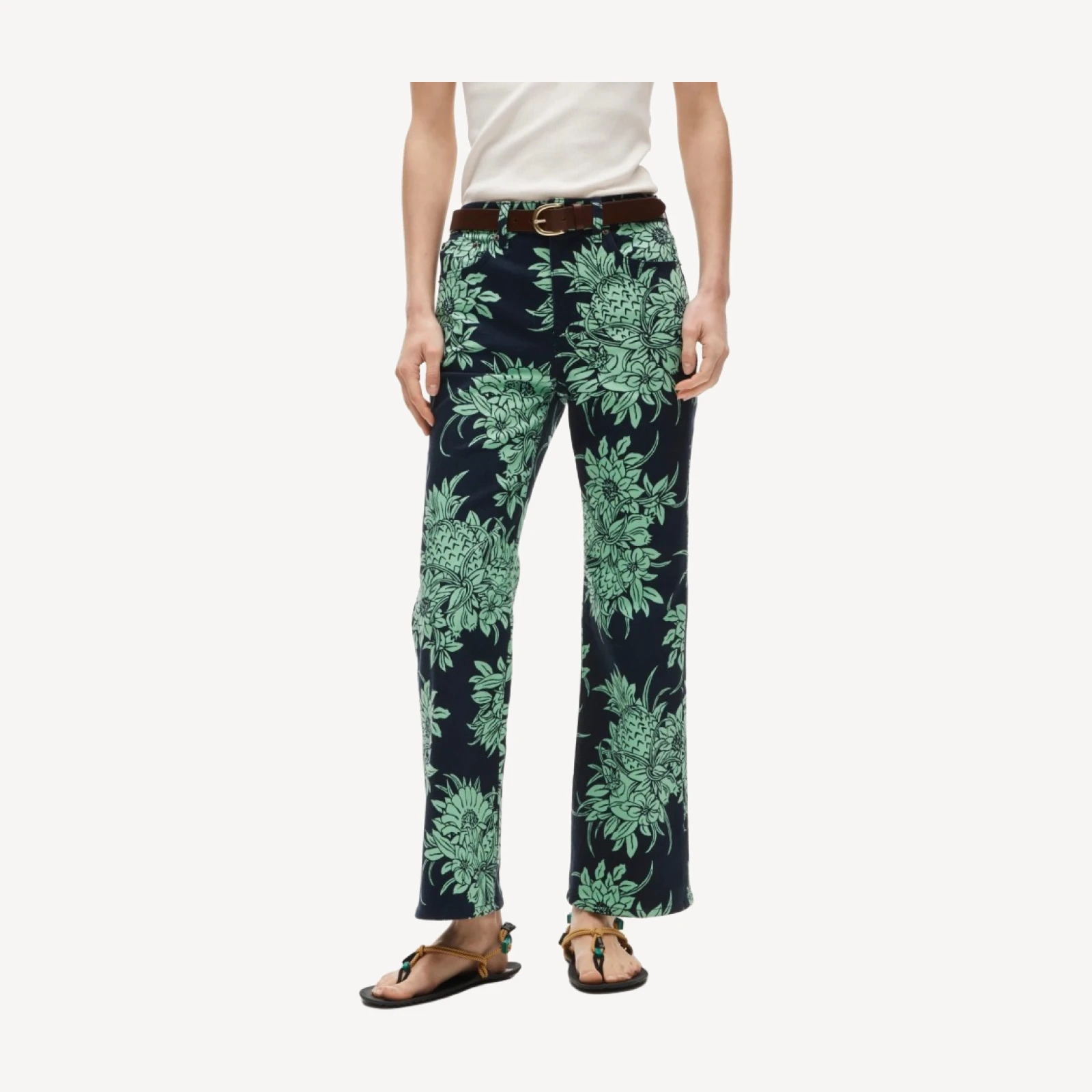 Charley kickout cropped jean in pineapple garden print