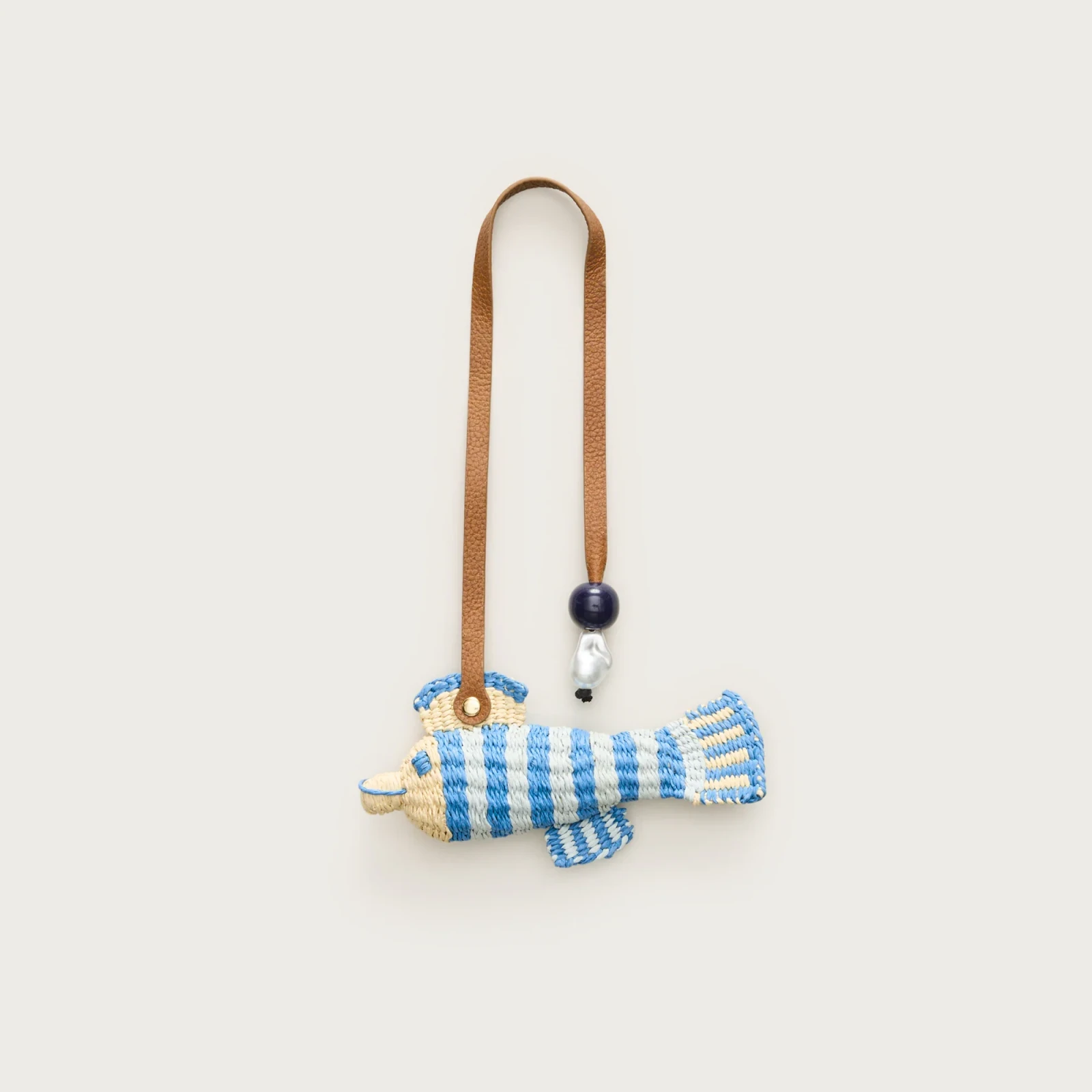 Handwoven straw fish bag charm