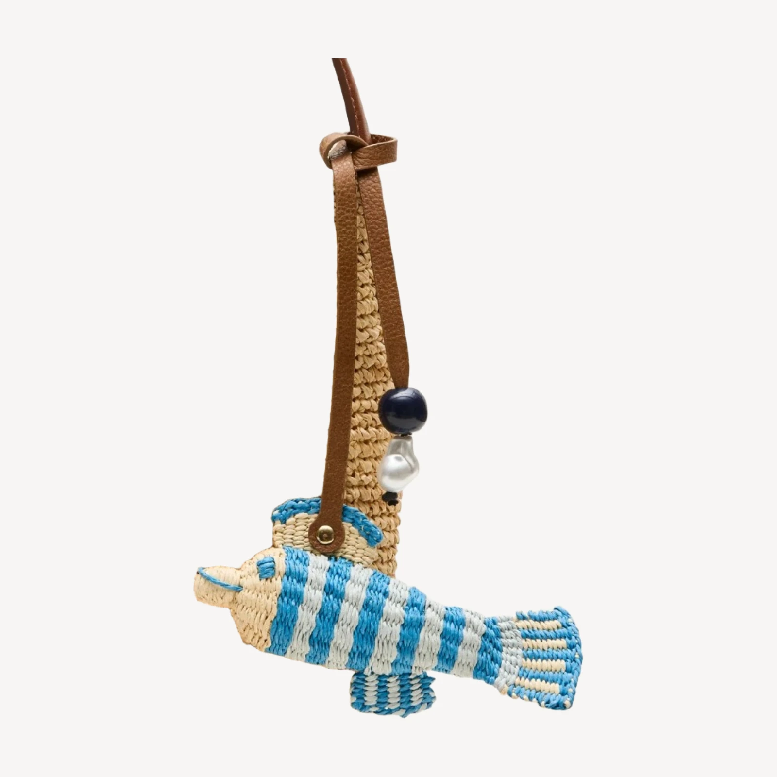 Handwoven straw fish bag charm