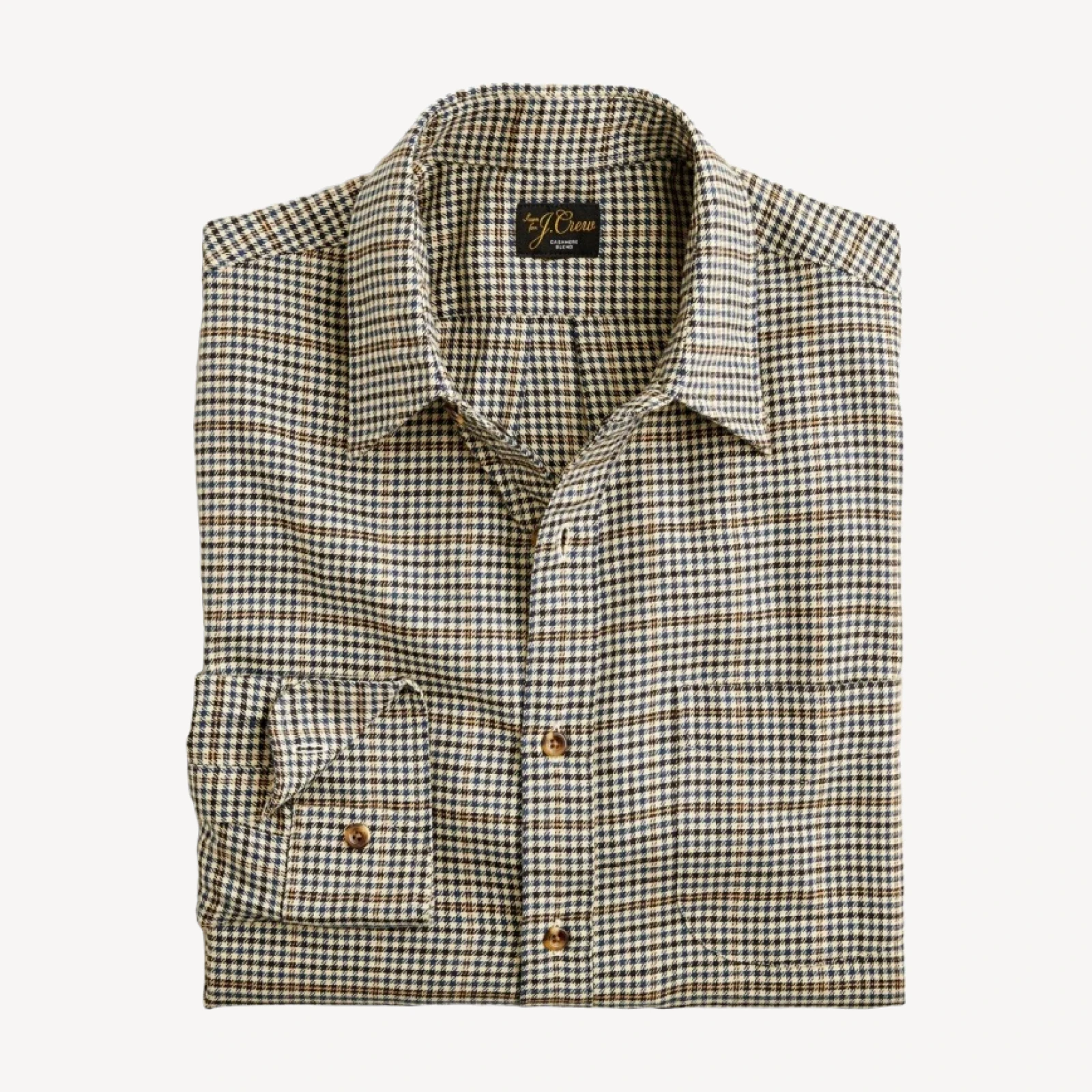 Cotton-cashmere blend shirt in check