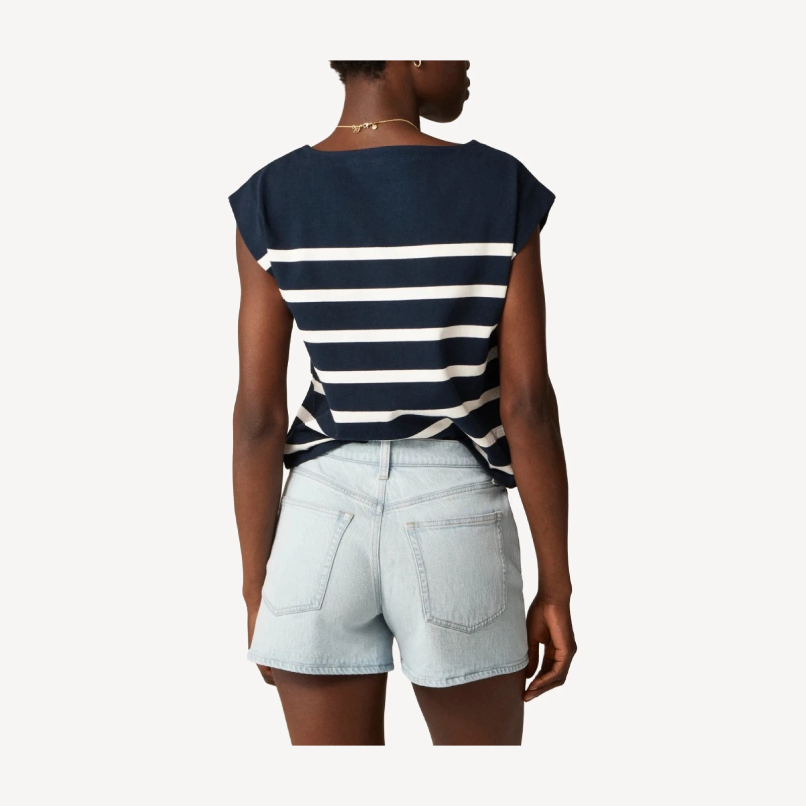 High-rise denim short