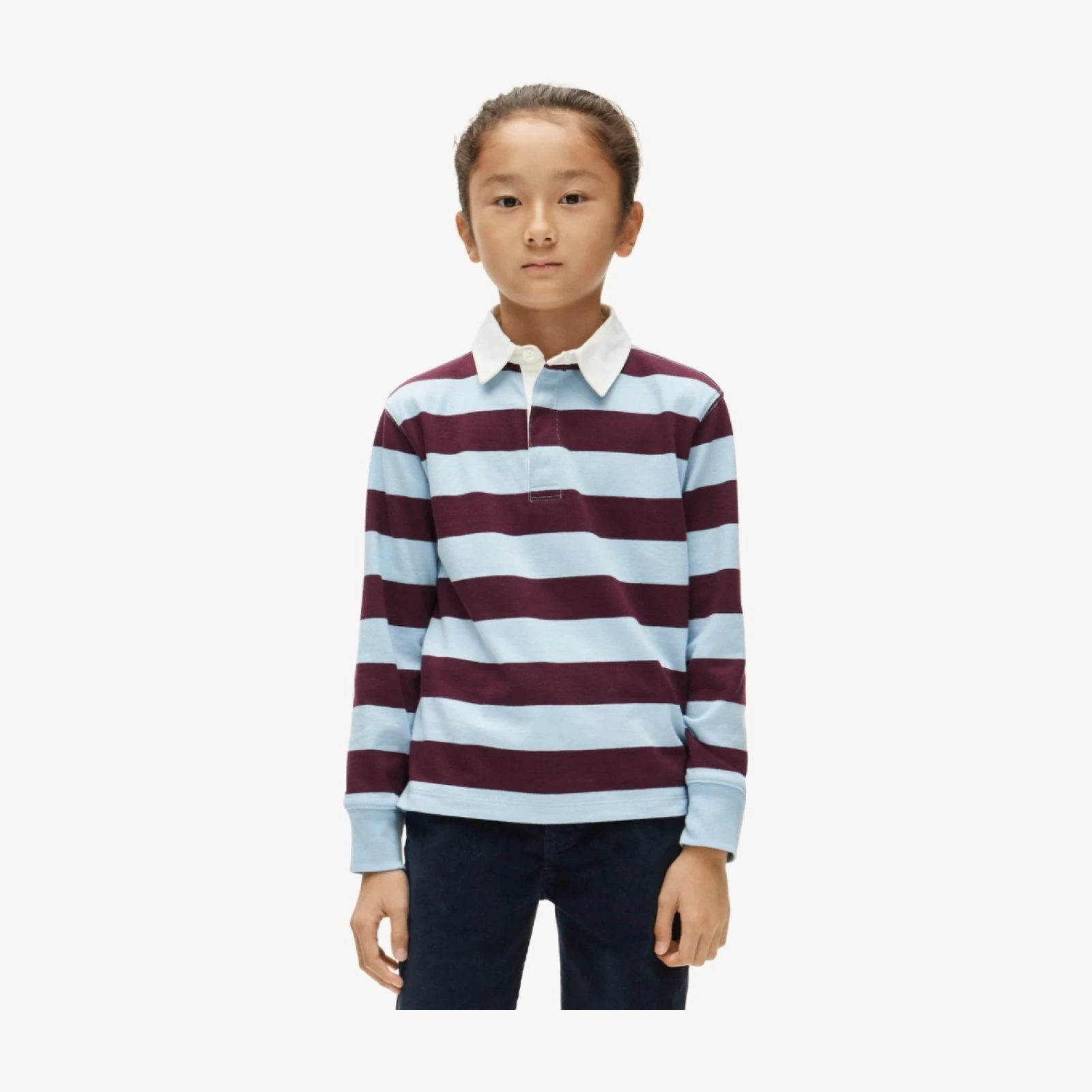 Kids' junior varsity rugby polo shirt in stripe