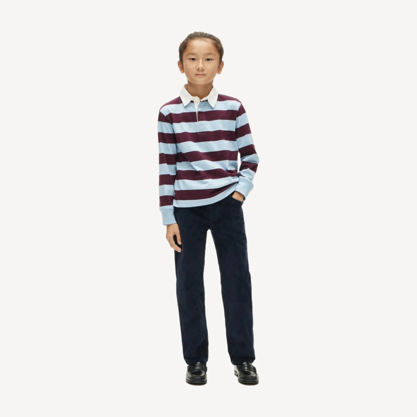 Kids' junior varsity rugby polo shirt in stripe