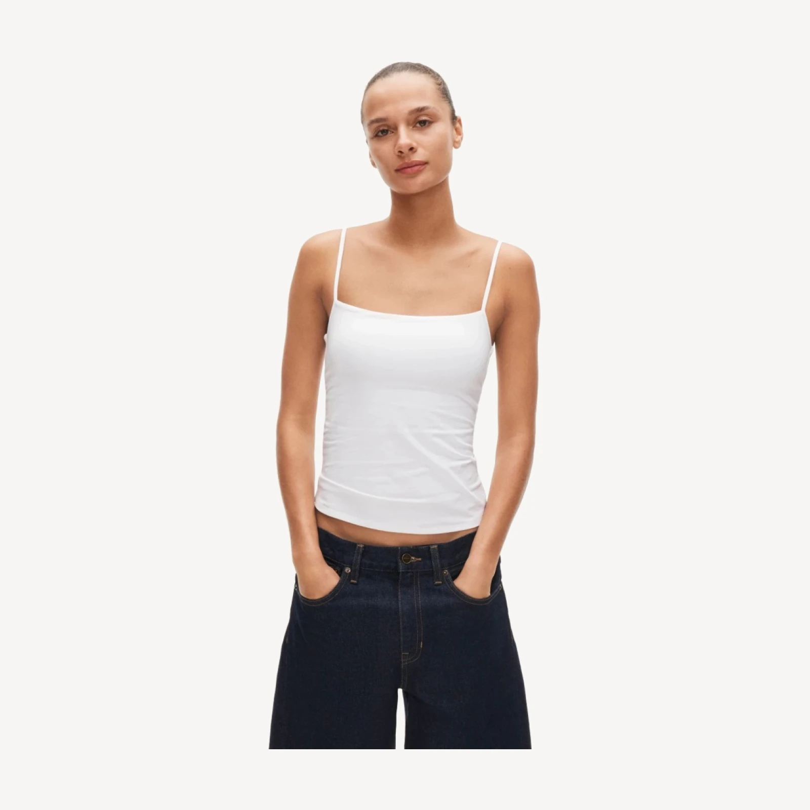 Stretch cotton shelf-bra tank top