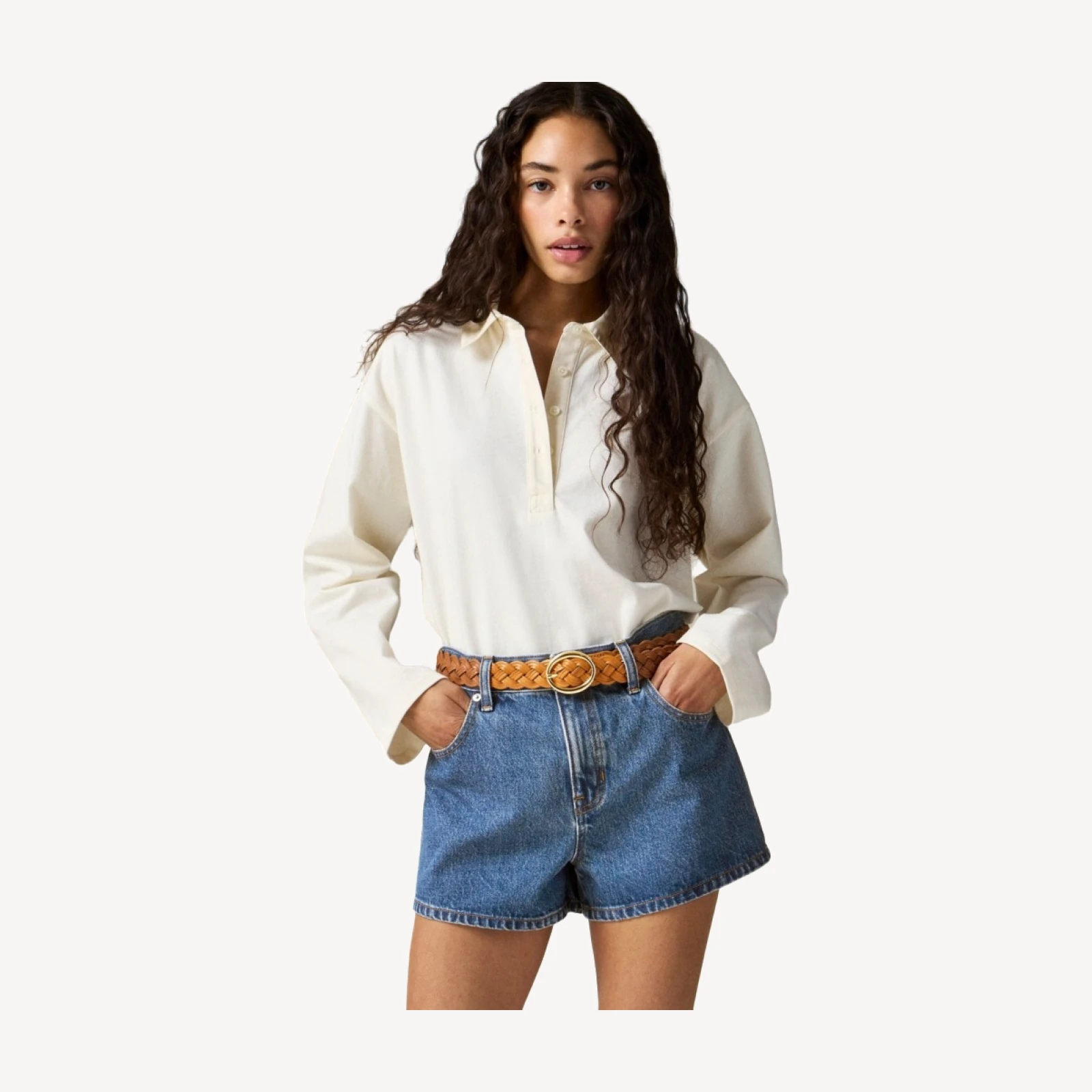 Low-rise denim short