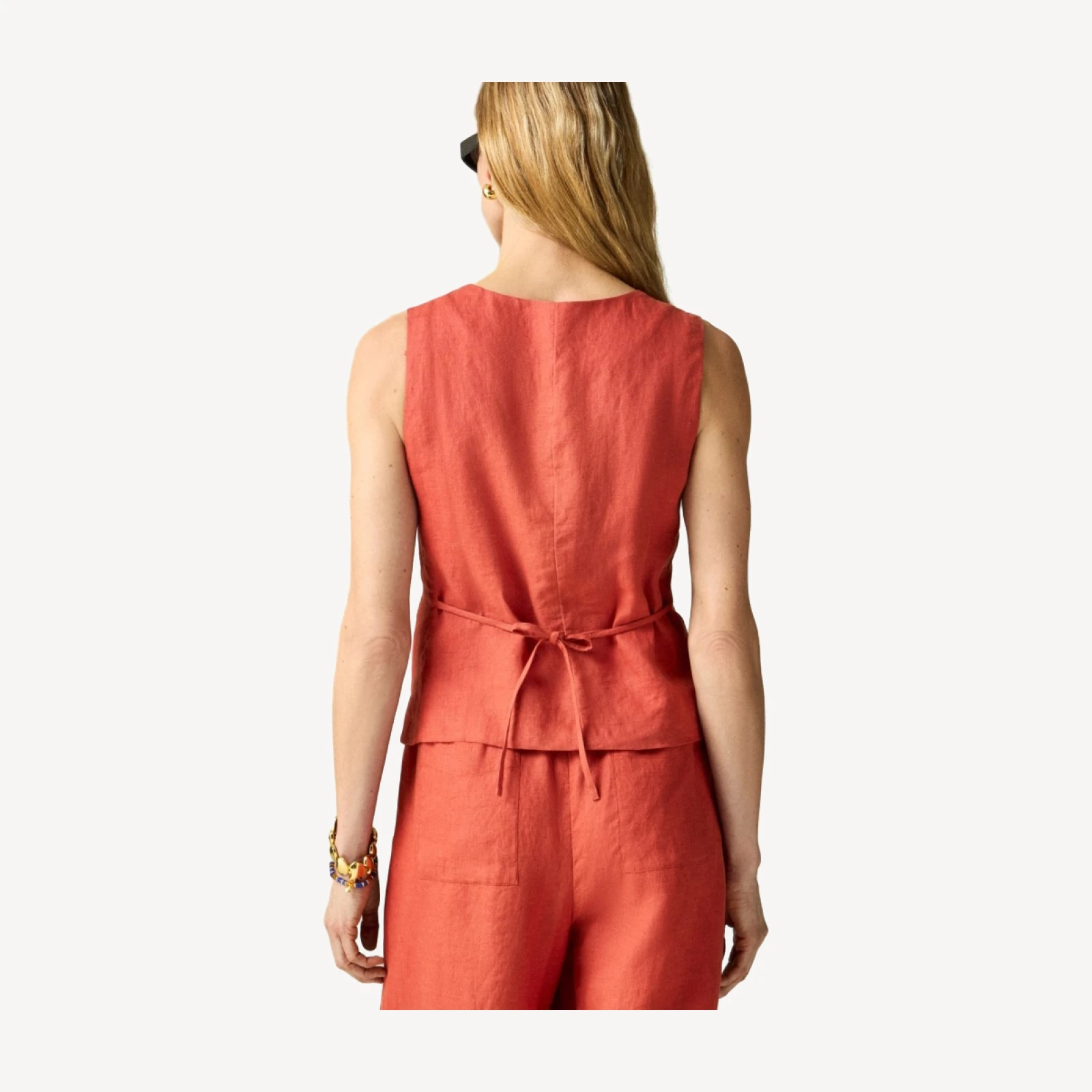 Crewneck vest in linen