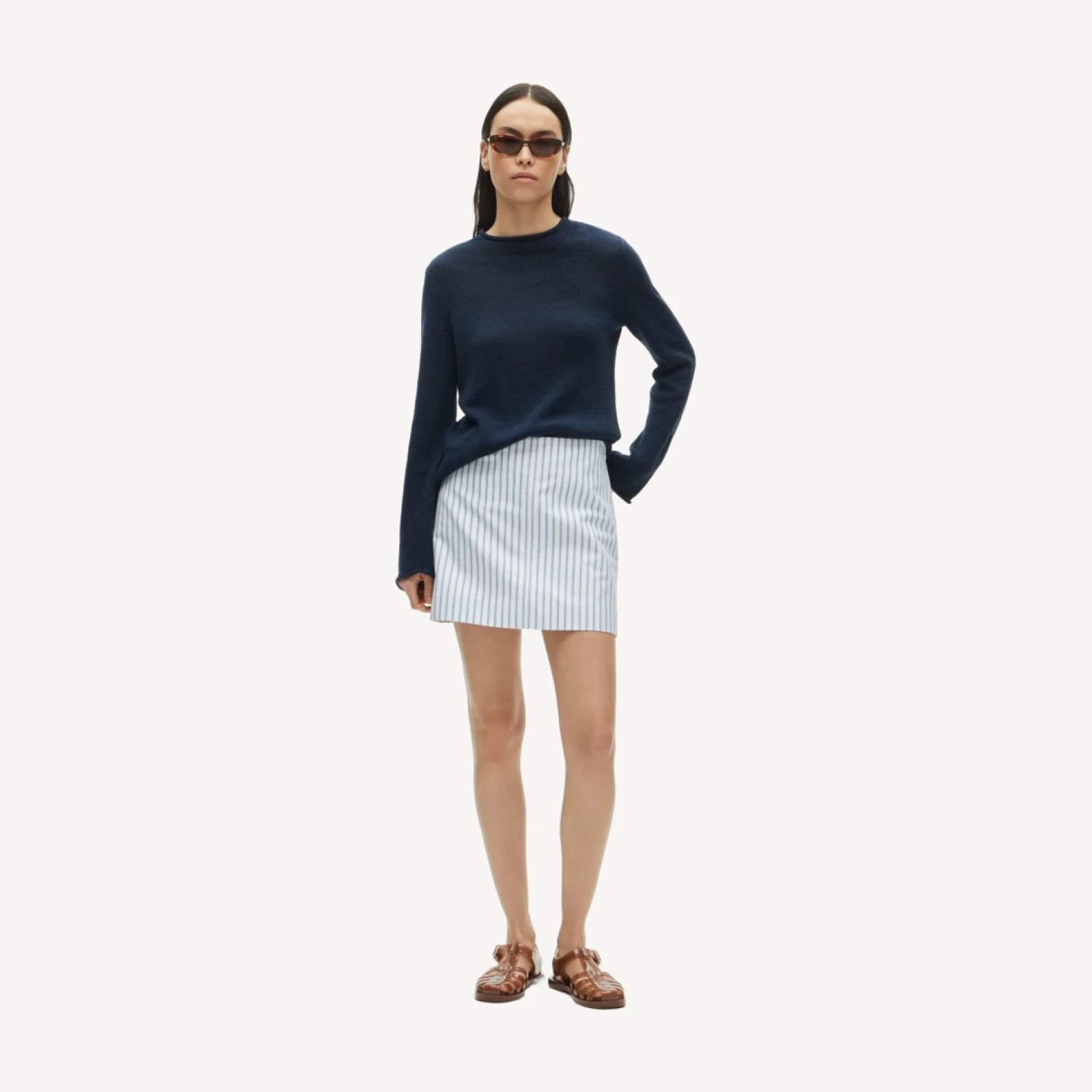 Fairfax mini skirt in striped double cotton poplin