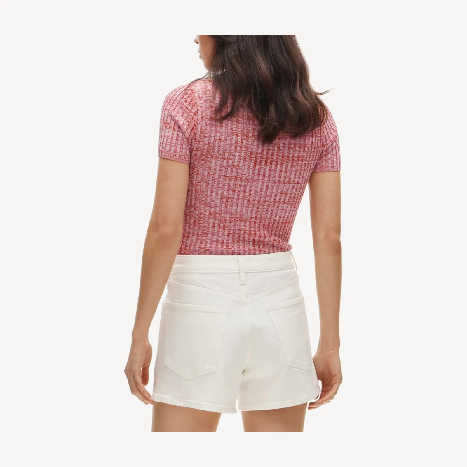 High-rise denim short