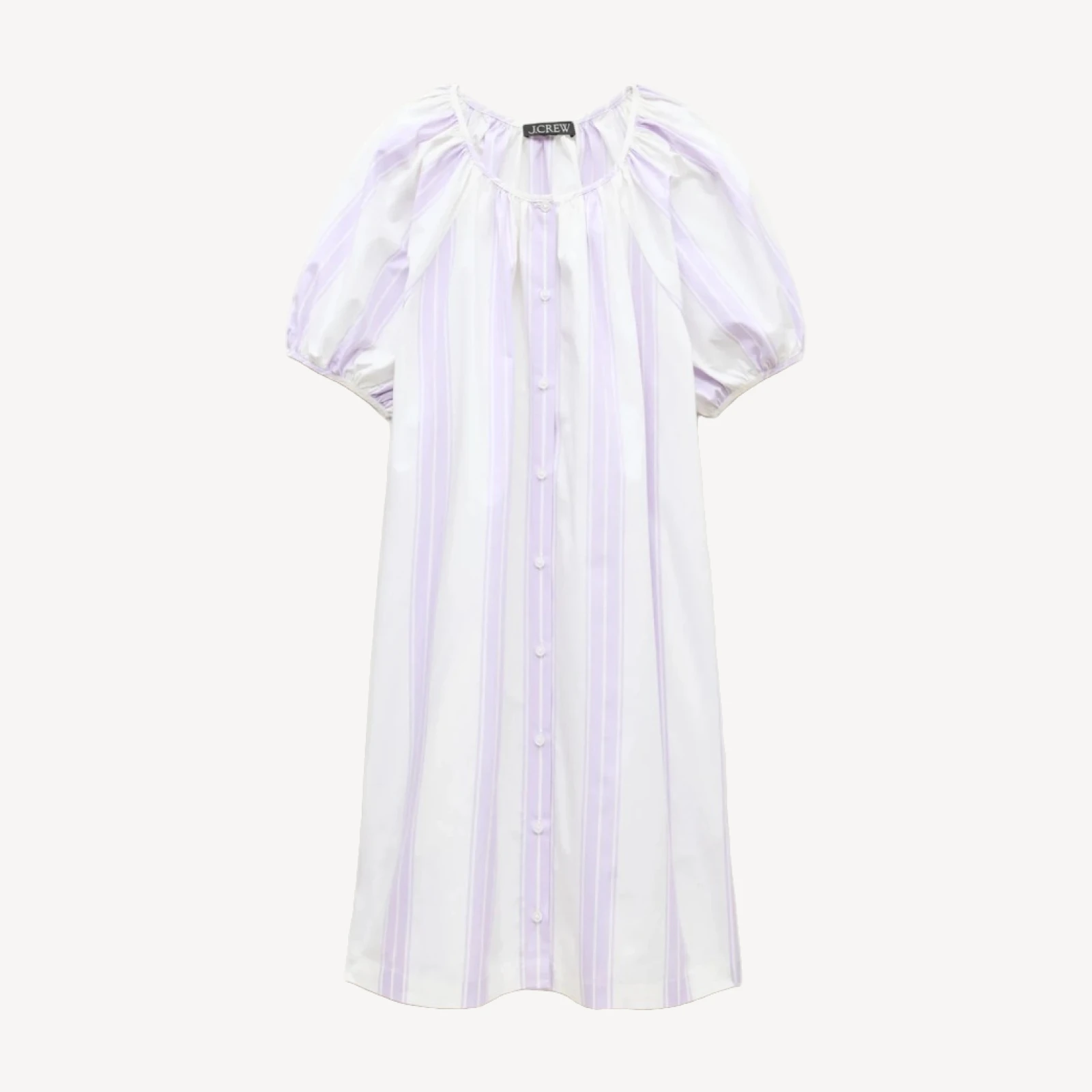 Puff-sleeve popover dress in stripe