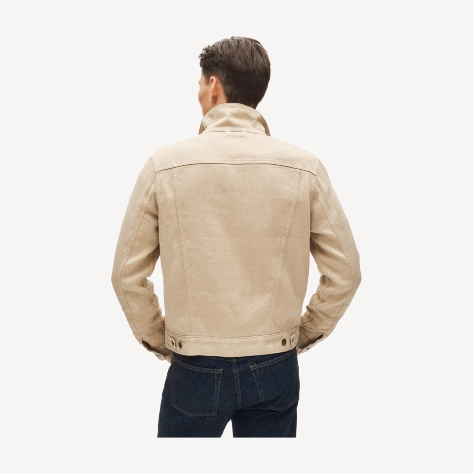 Trucker jacket in linen-cotton blend