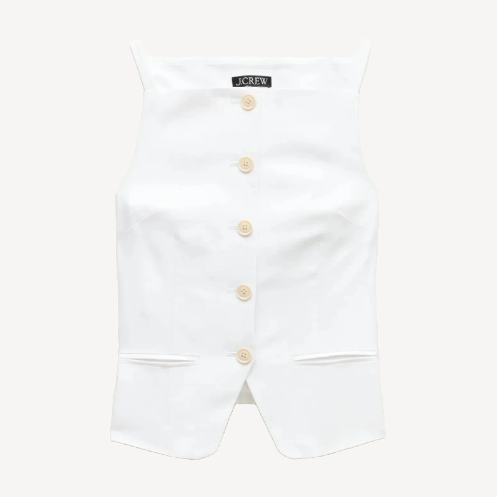 Button-up cutaway tank top in Gramercy linen blend