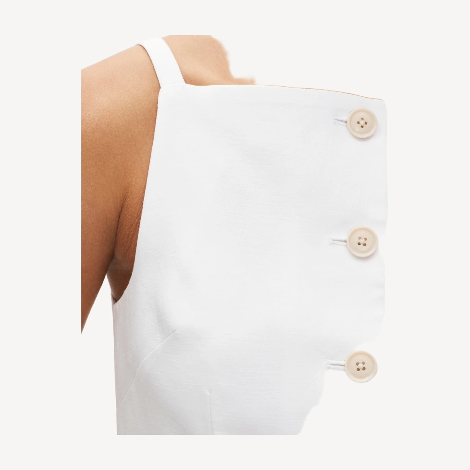 Button-up cutaway tank top in Gramercy linen blend