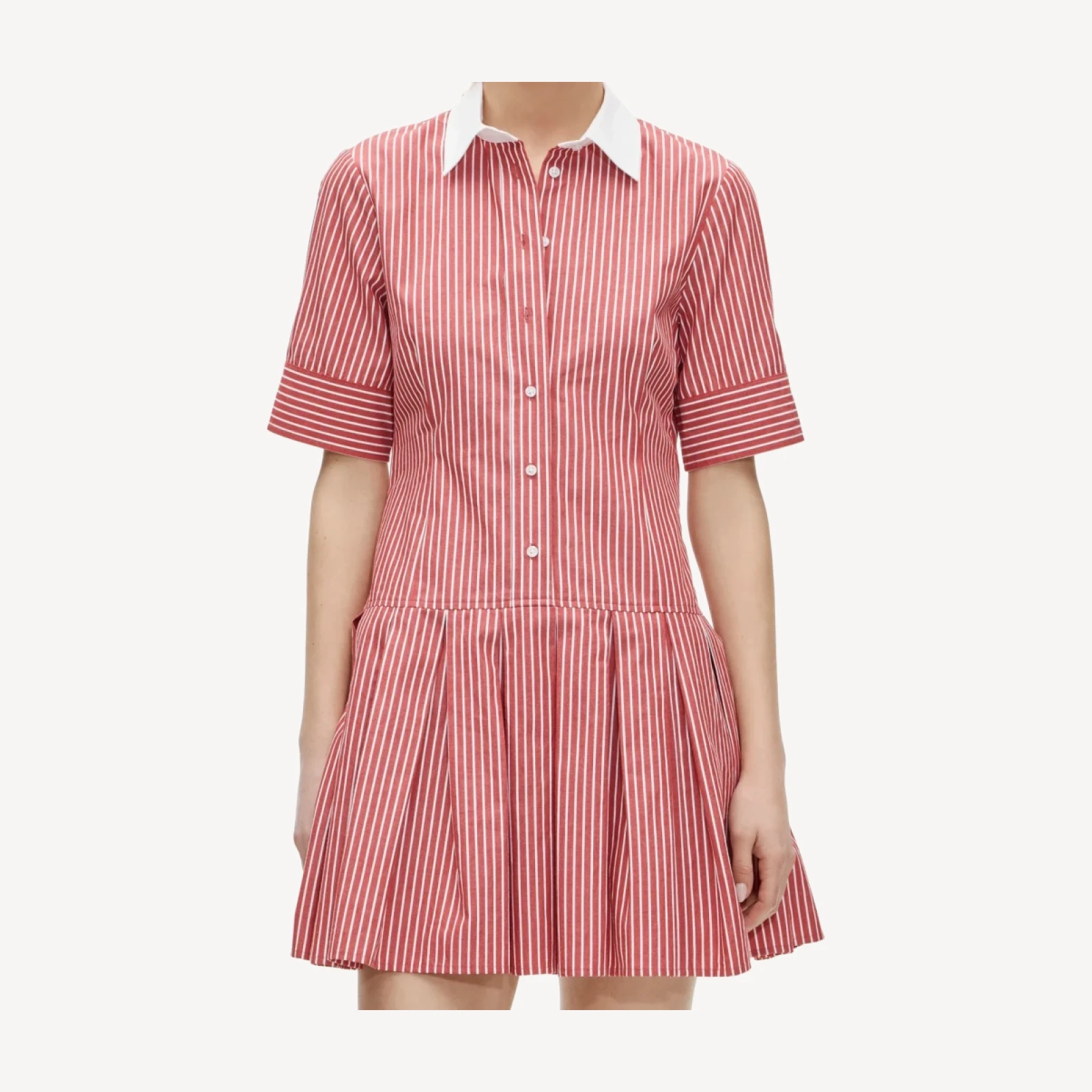 Ophelia mini shirt-dress in striped cotton poplin
