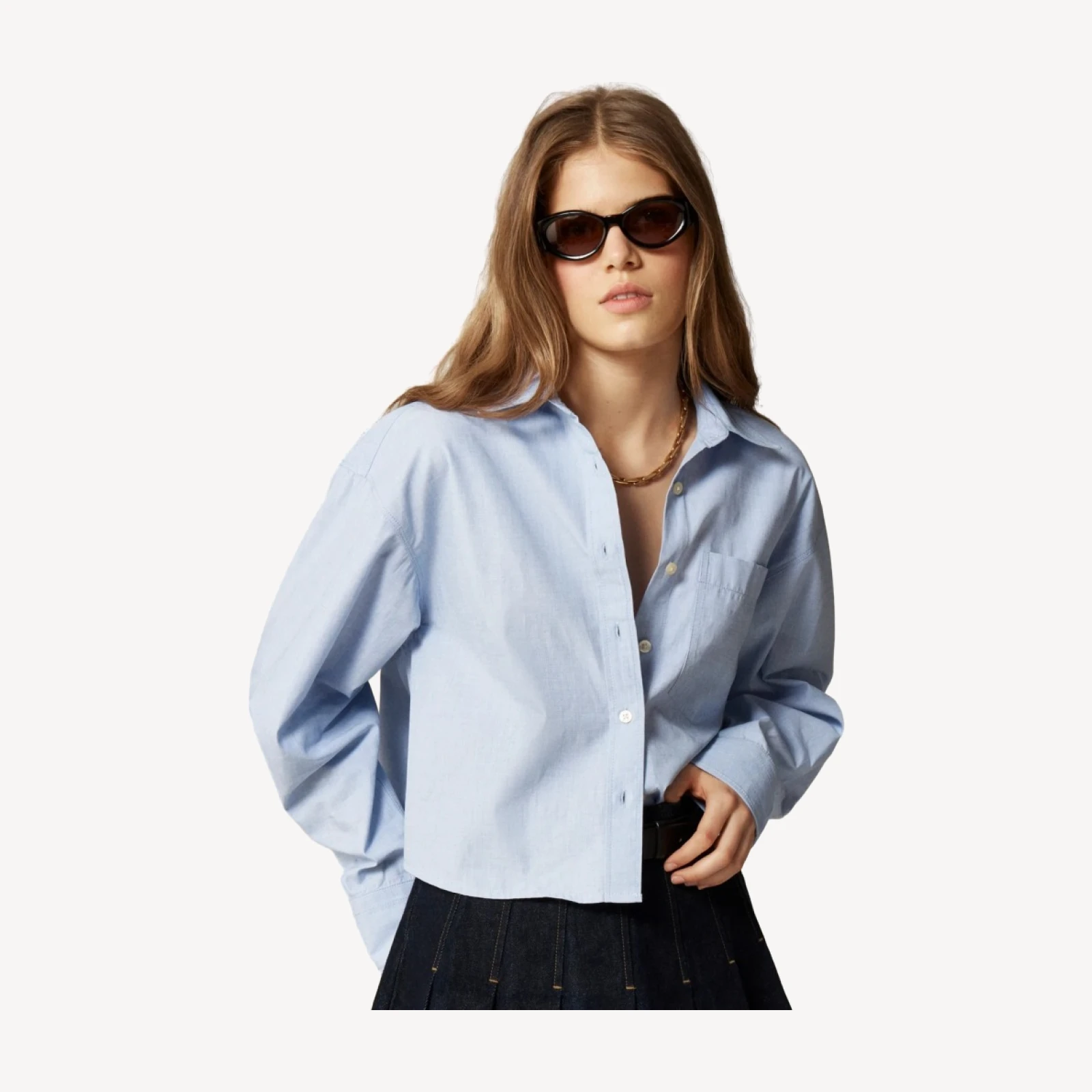 Étienne cropped button-up shirt in cotton poplin