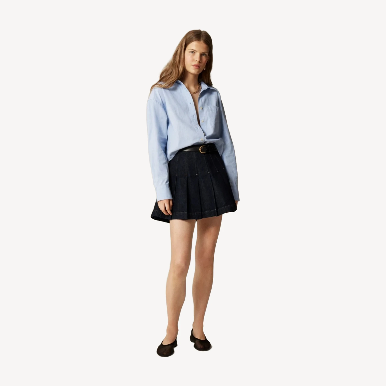 Étienne cropped button-up shirt in cotton poplin