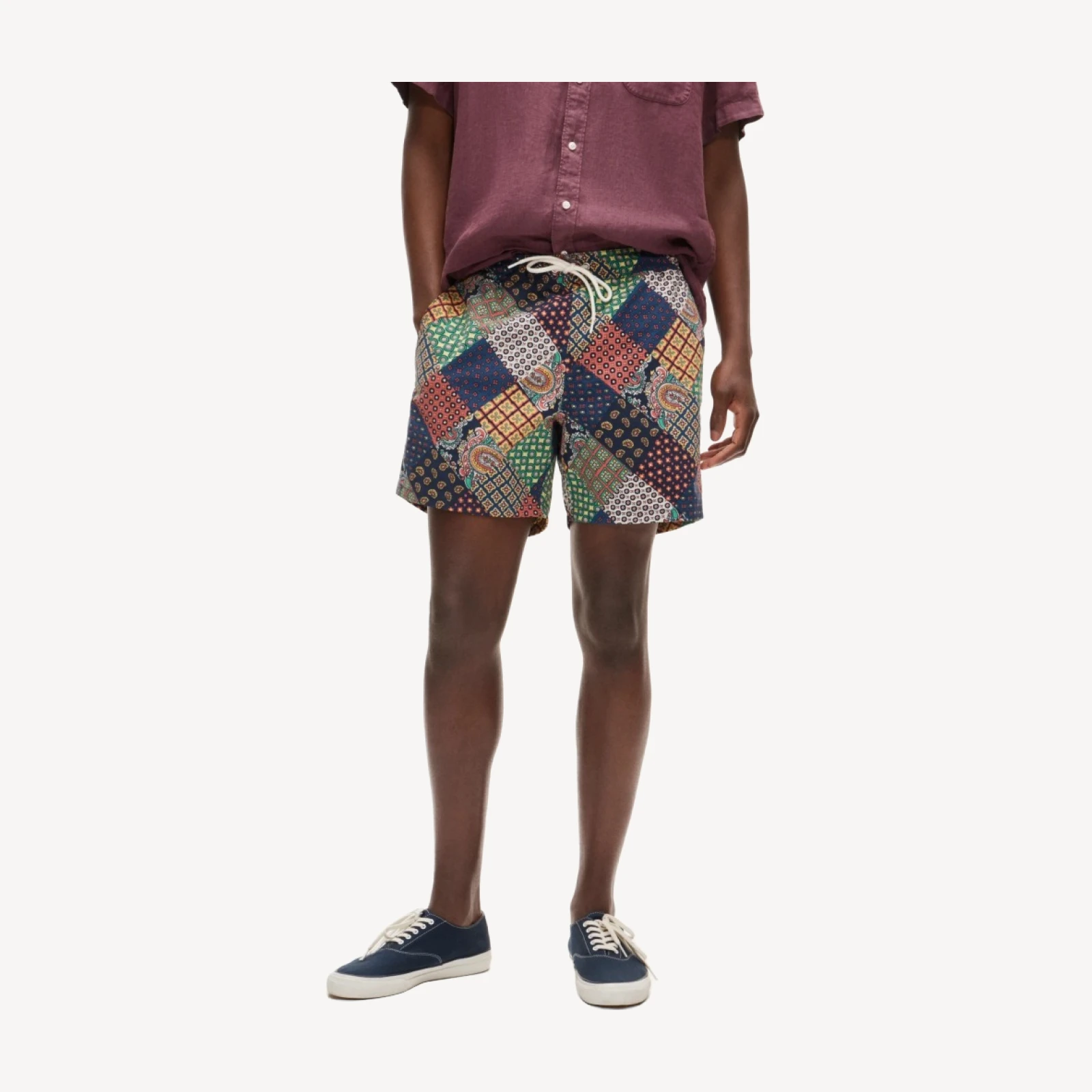 6" swim trunk in patchwork