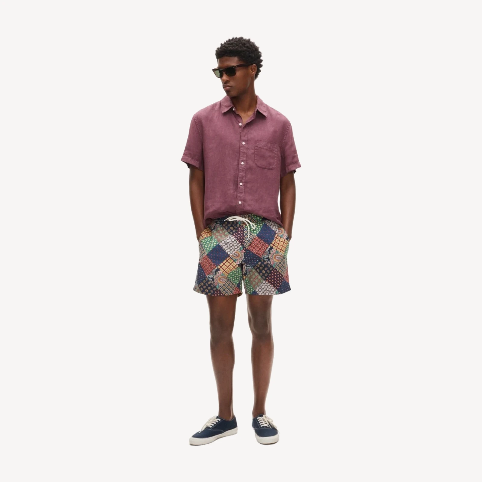 6" swim trunk in patchwork