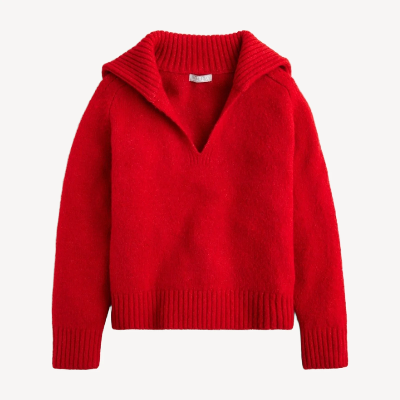 Johnny-collar sweater with ribbed trim