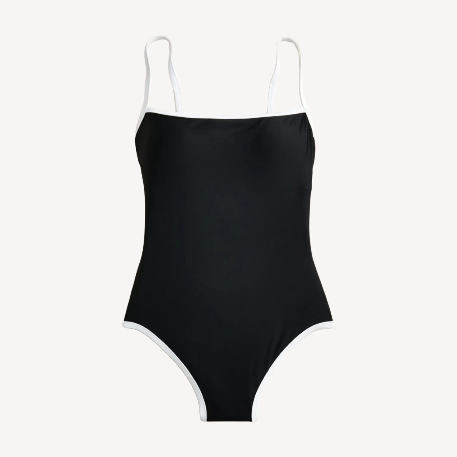 Contrast straight-neck one-piece