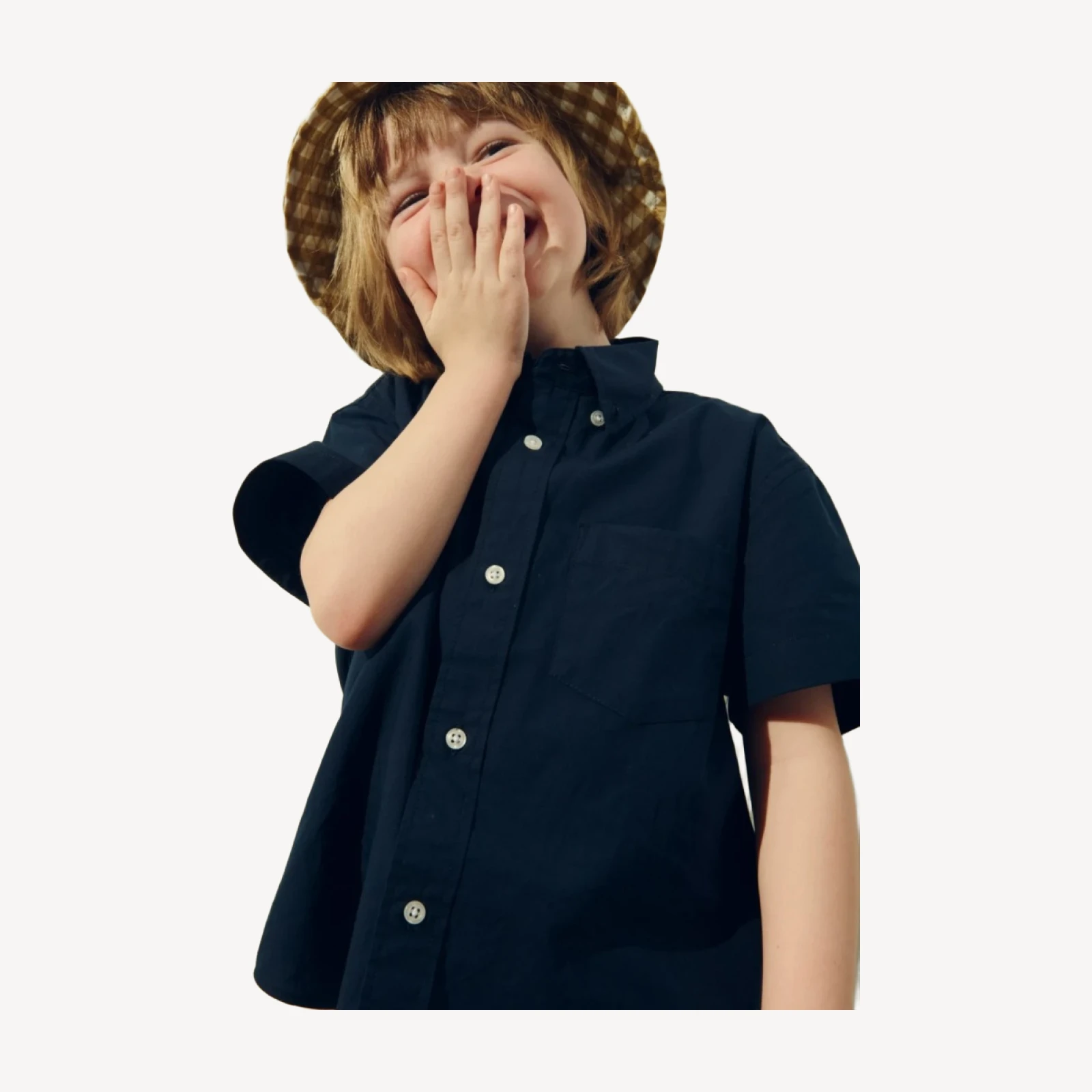 Kids' short-sleeve stretch poplin button-down
