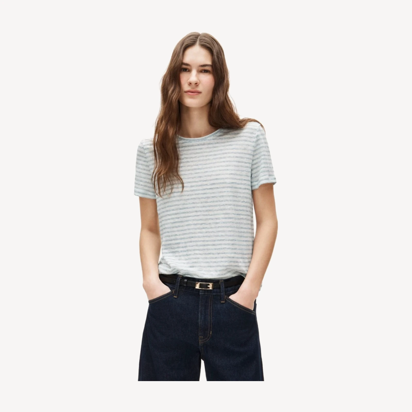 New relaxed linen T-shirt in stripe