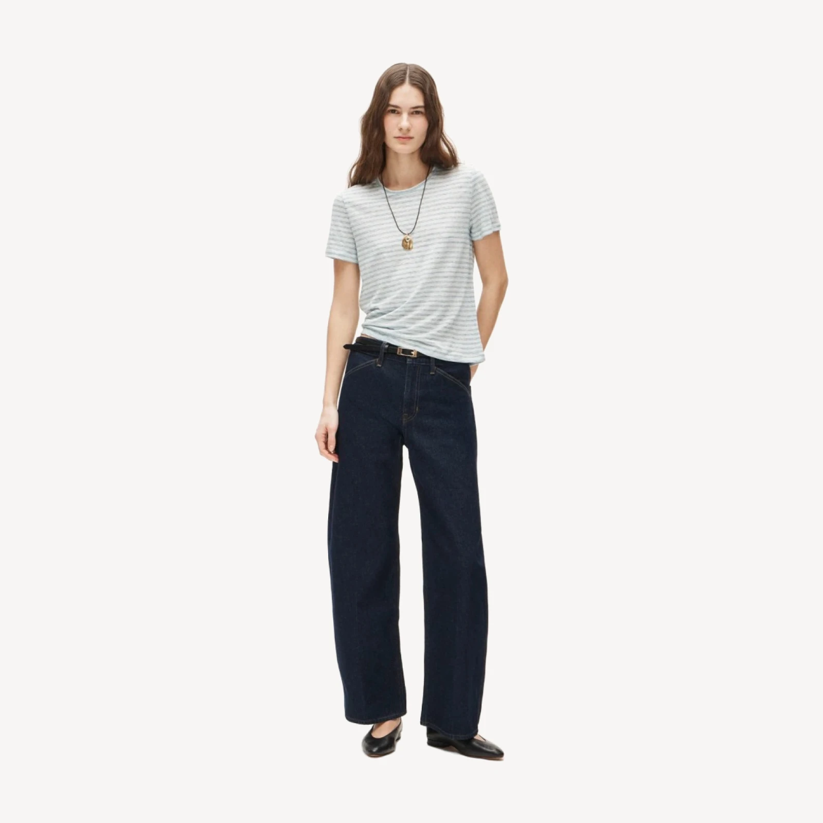 New relaxed linen T-shirt in stripe