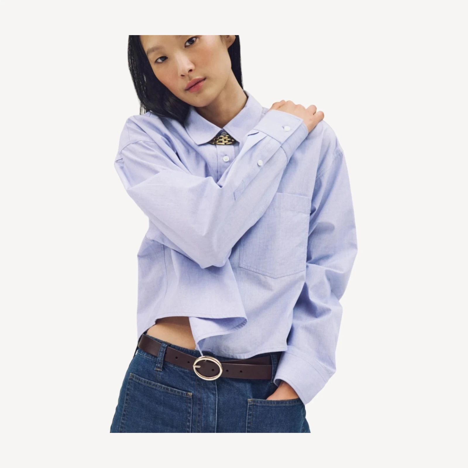 Étienne cropped button-up shirt in cotton poplin