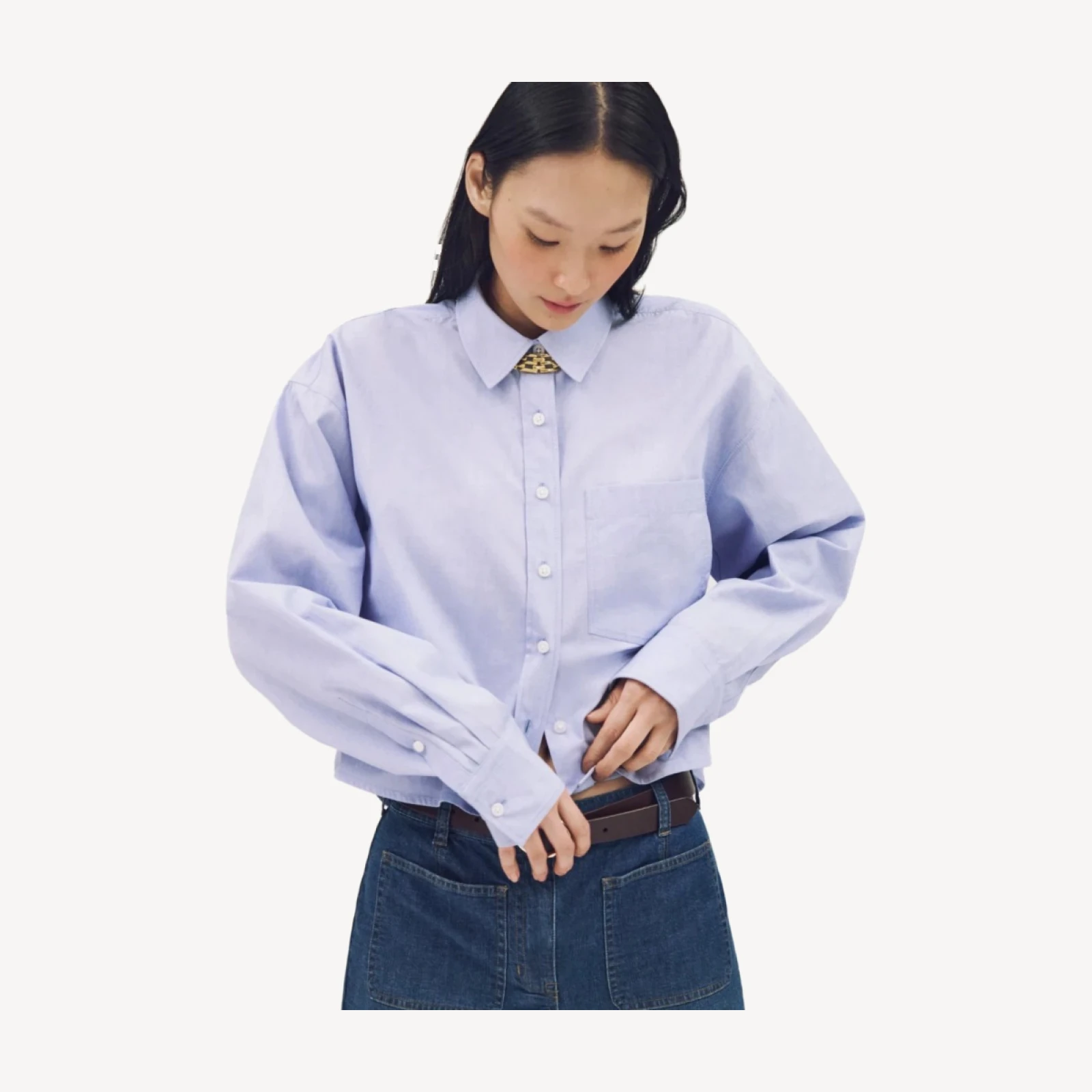 Étienne cropped button-up shirt in cotton poplin