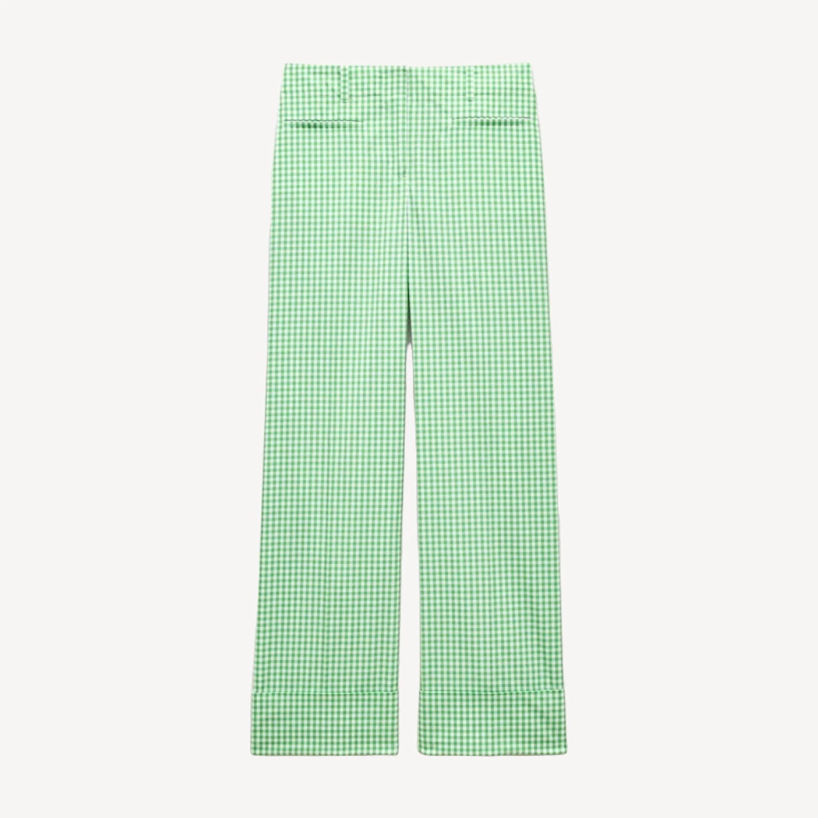 Cuffed gingham taffeta pant