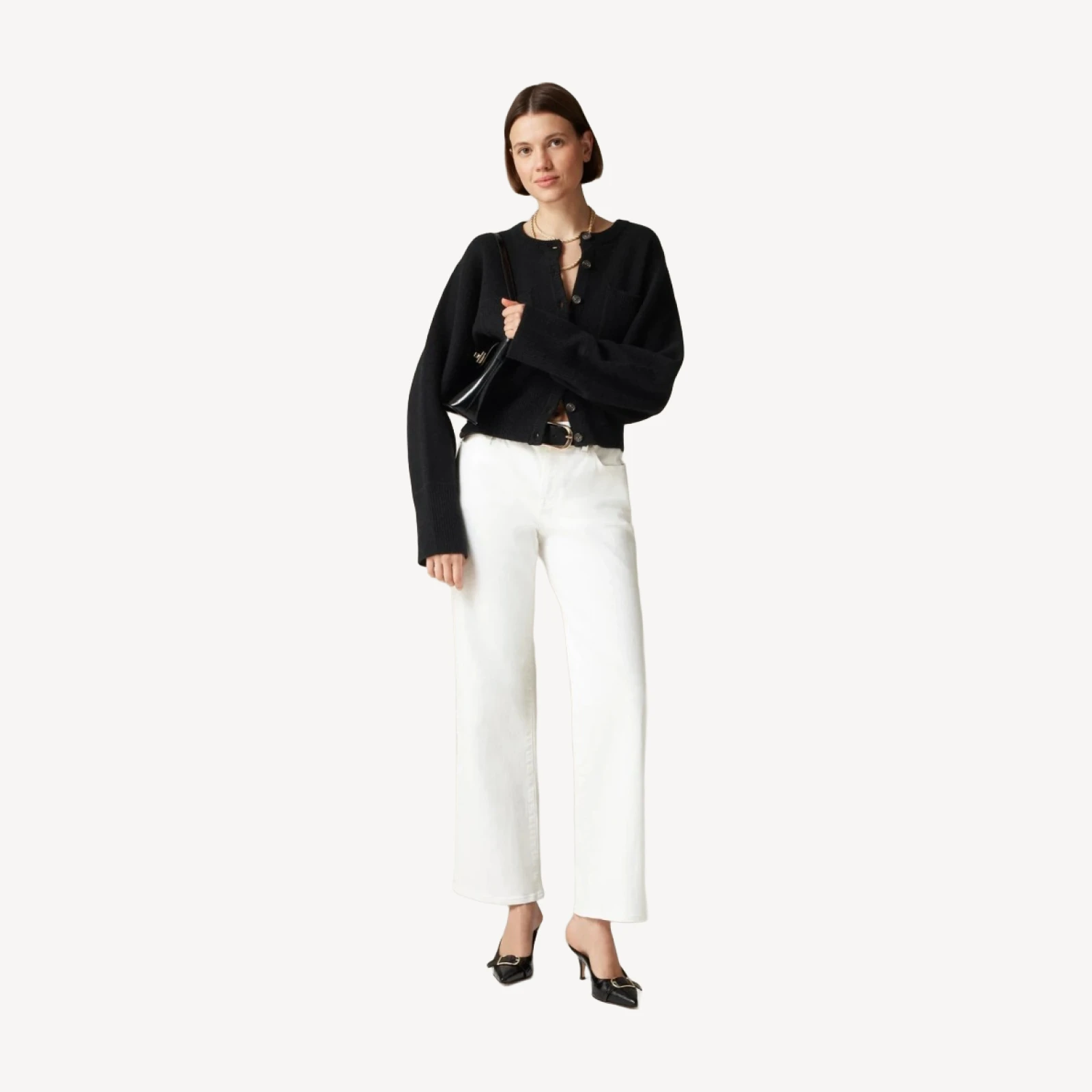Lower-rise full-length slim-wide jean