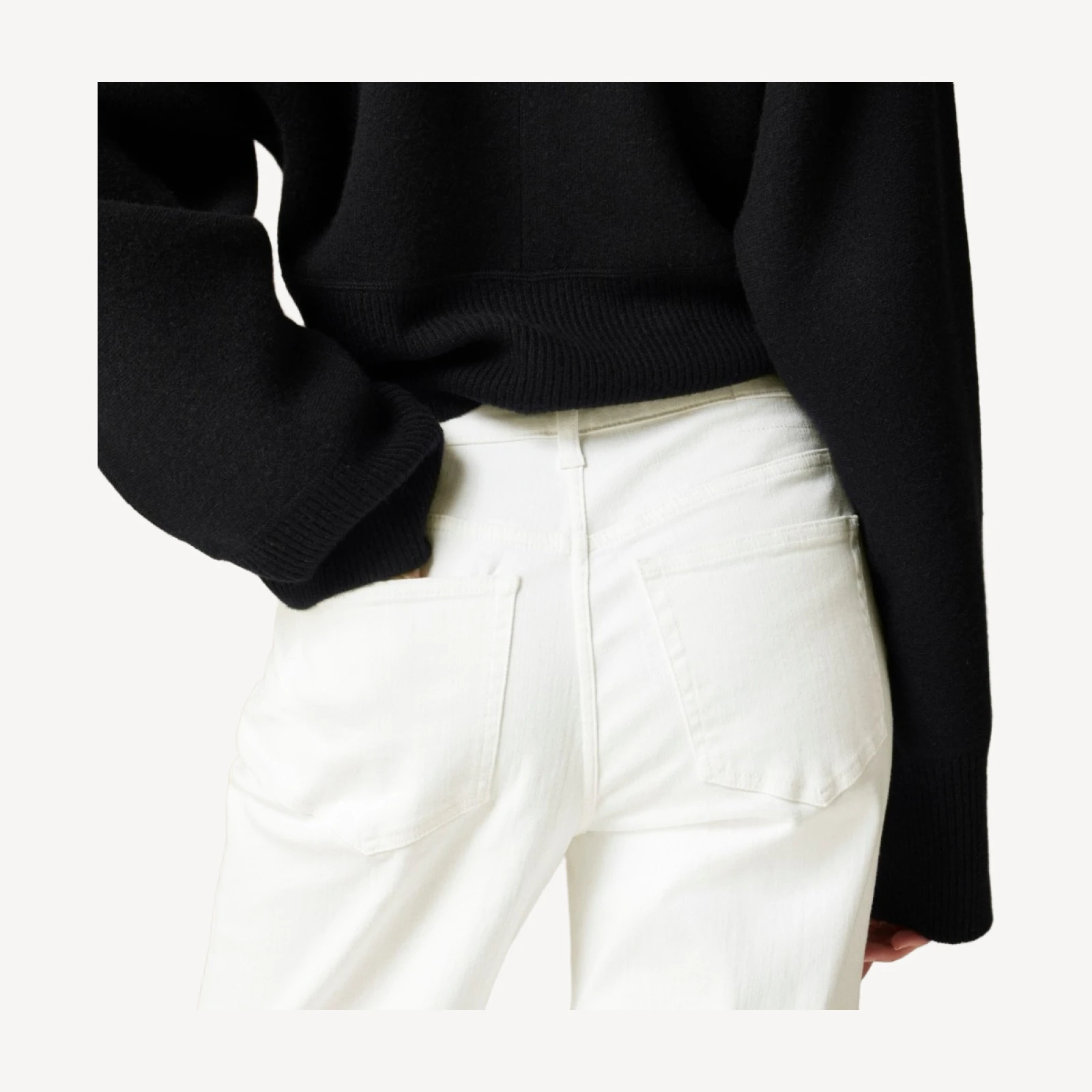 Lower-rise full-length slim-wide jean