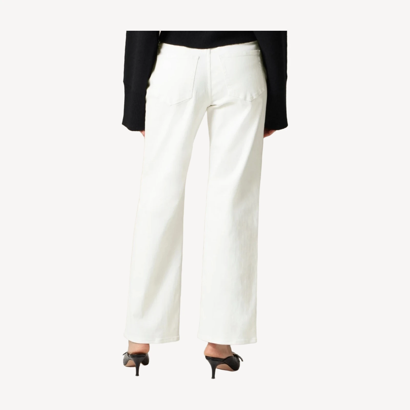 Lower-rise full-length slim-wide jean