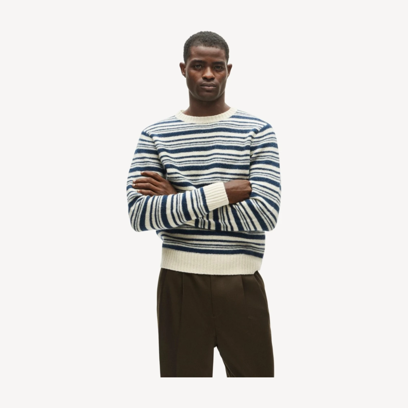 Soft-washed wool sweater in stripe