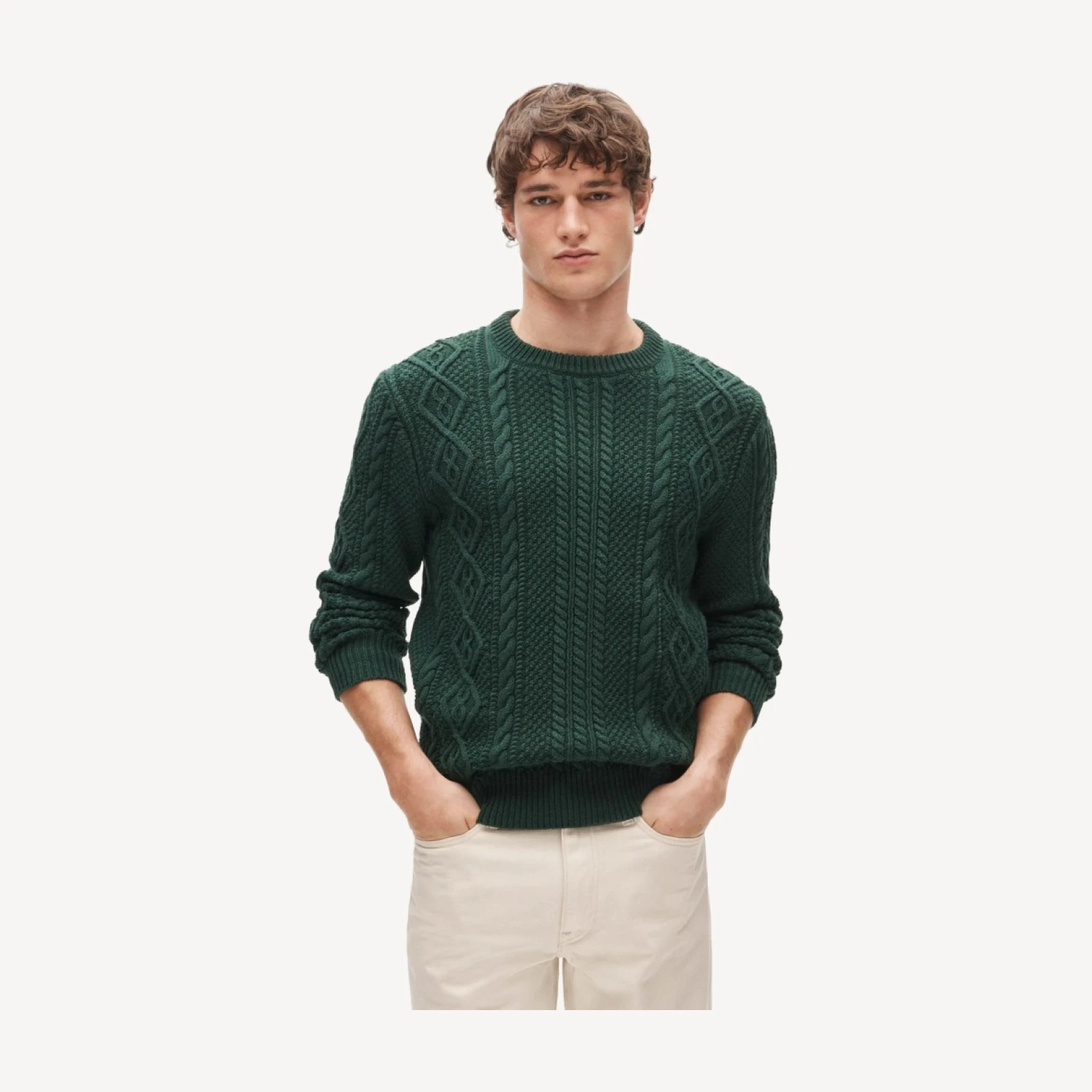 Cable-knit fisherman sweater in cotton