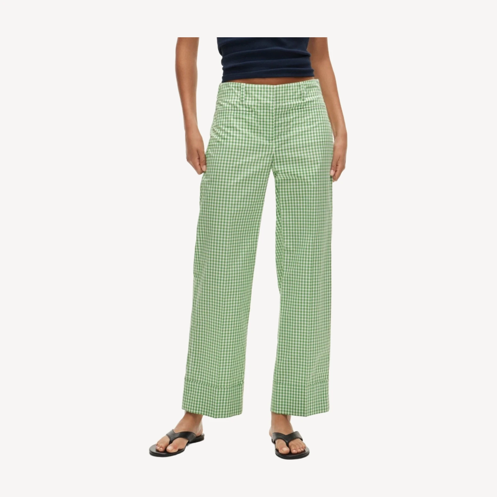 Cuffed gingham taffeta pant