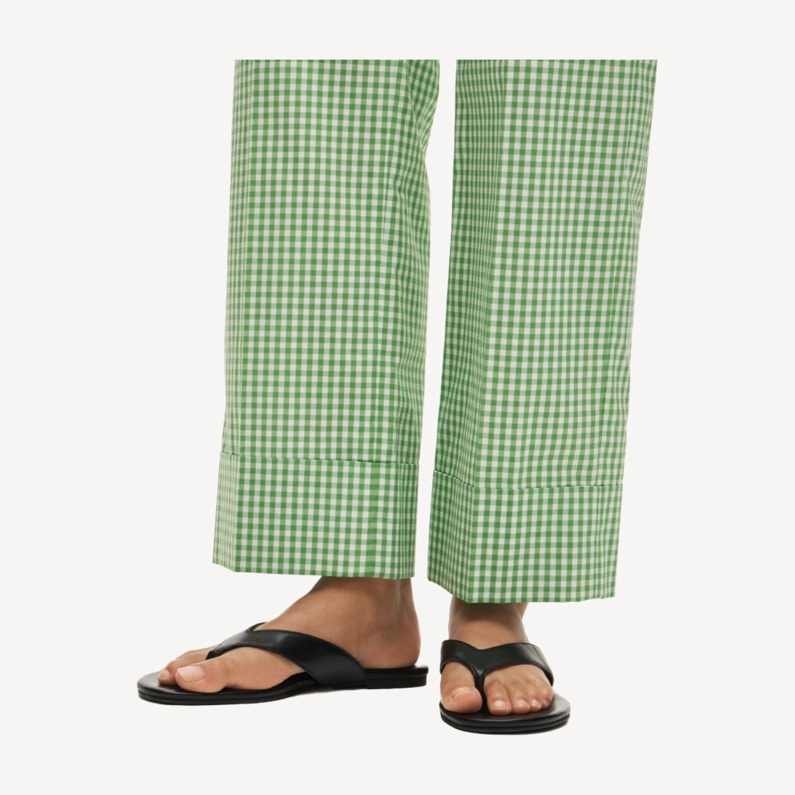 Cuffed gingham taffeta pant