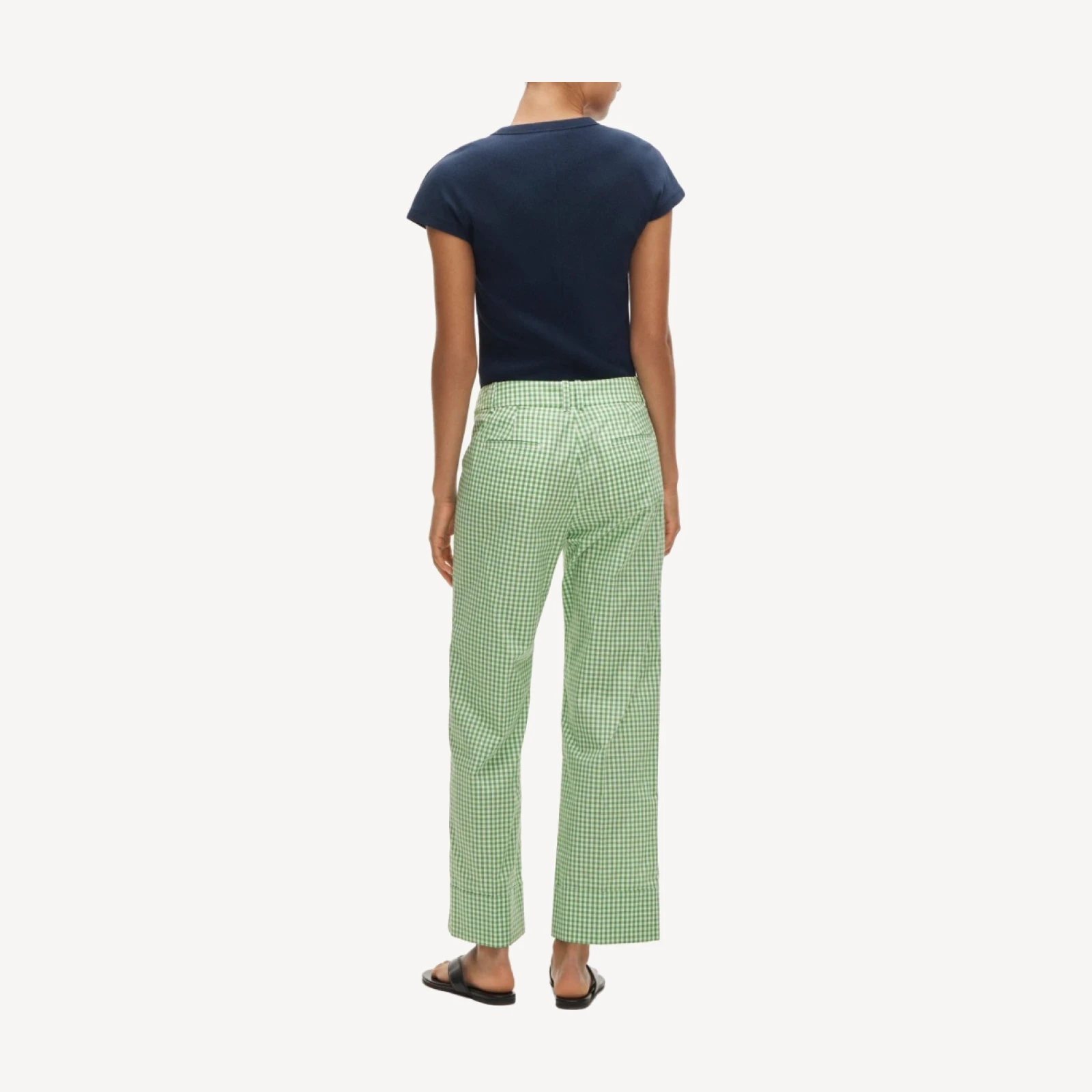 Cuffed gingham taffeta pant