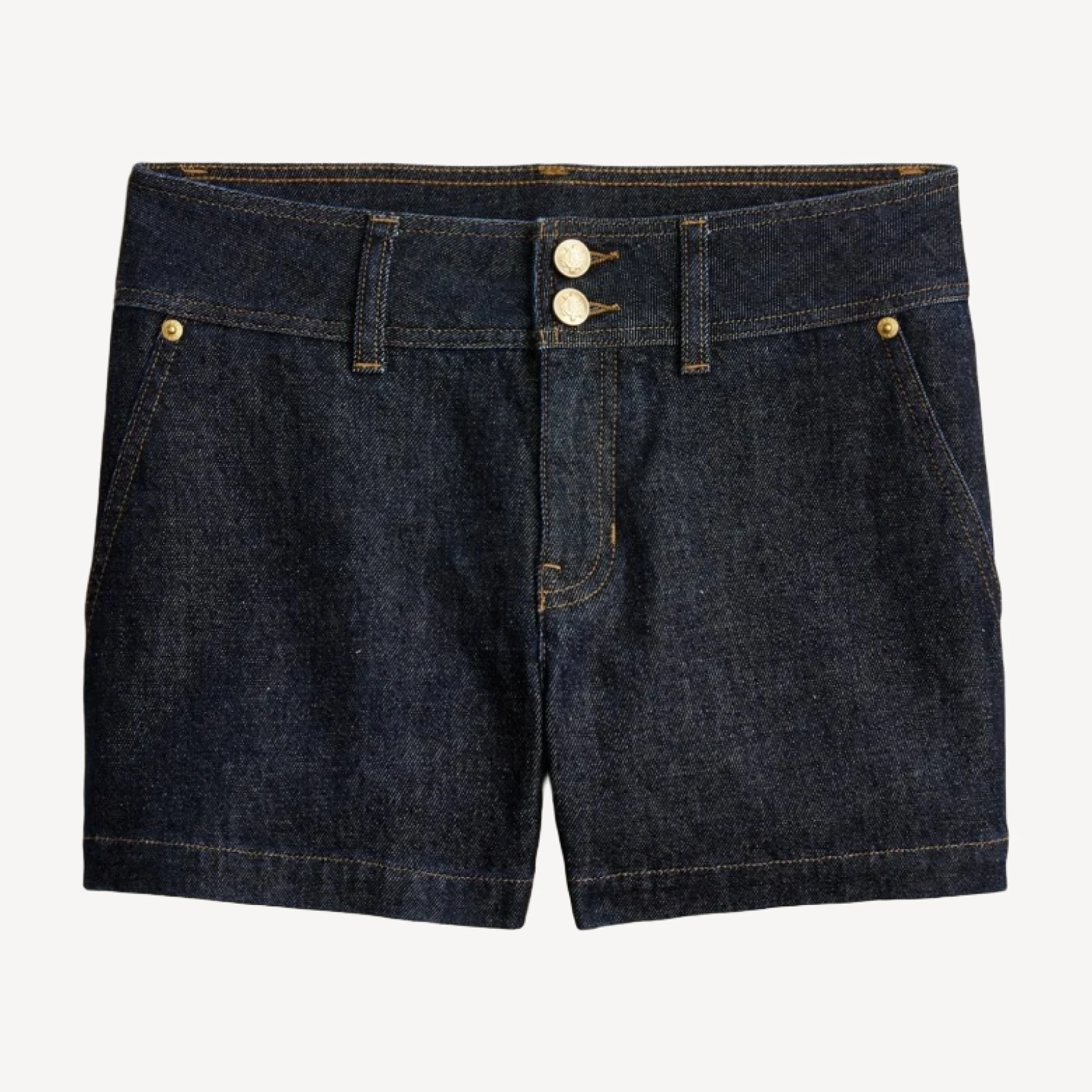 Stacked-button denim short