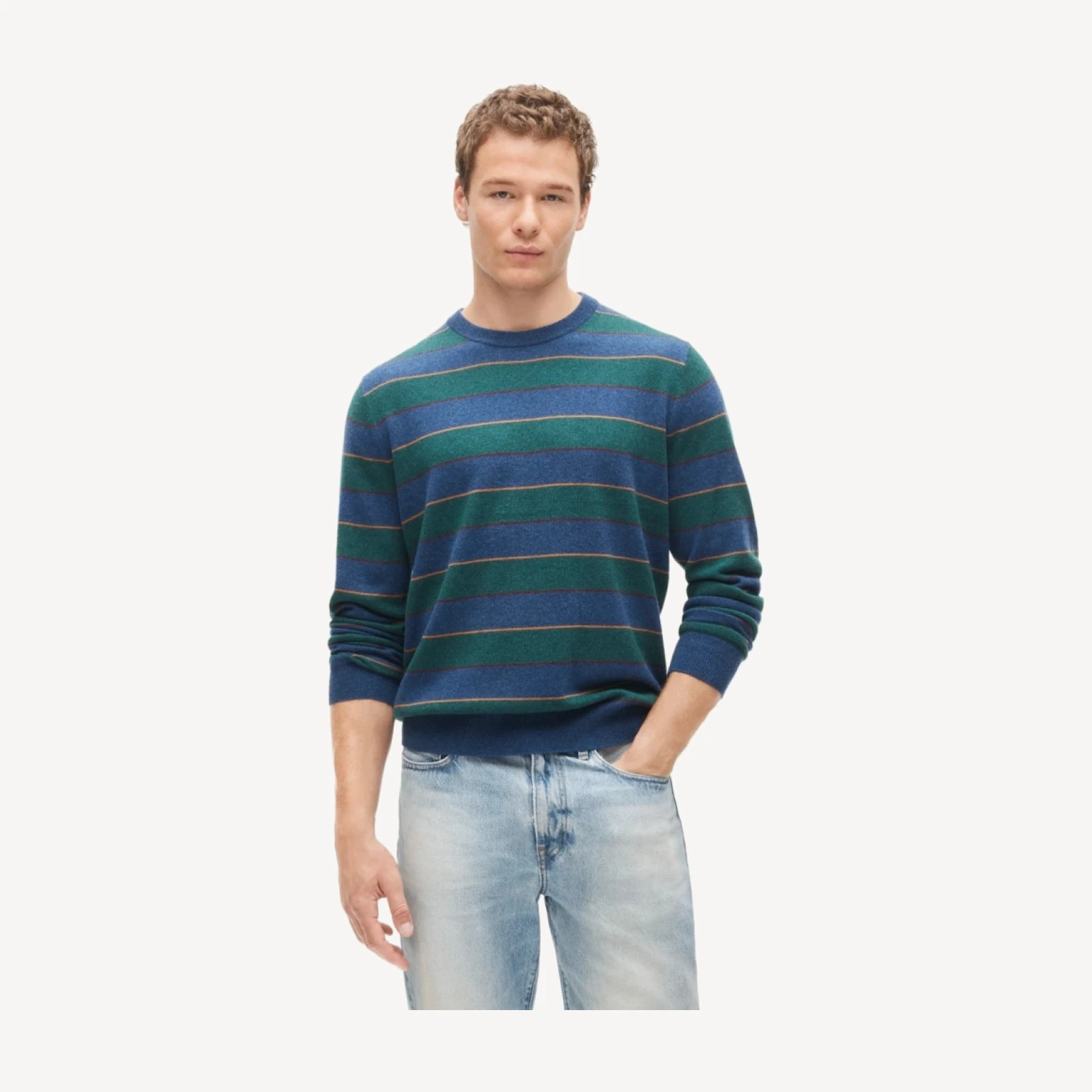 Cashmere crewneck sweater in stripe