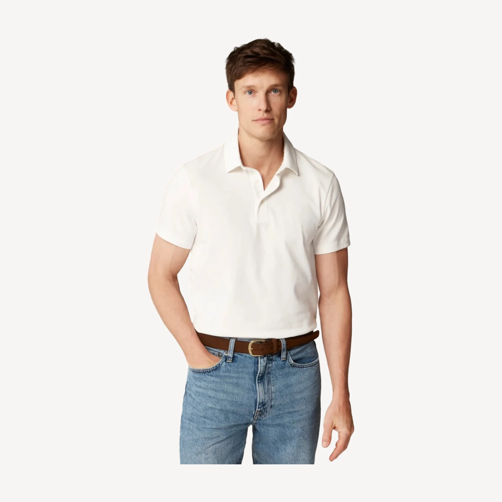Sueded cotton polo shirt