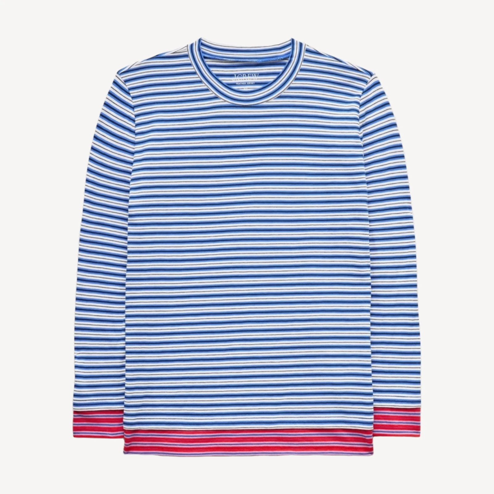 Feather jersey three-quarter sleeve shirt in contrast stripe