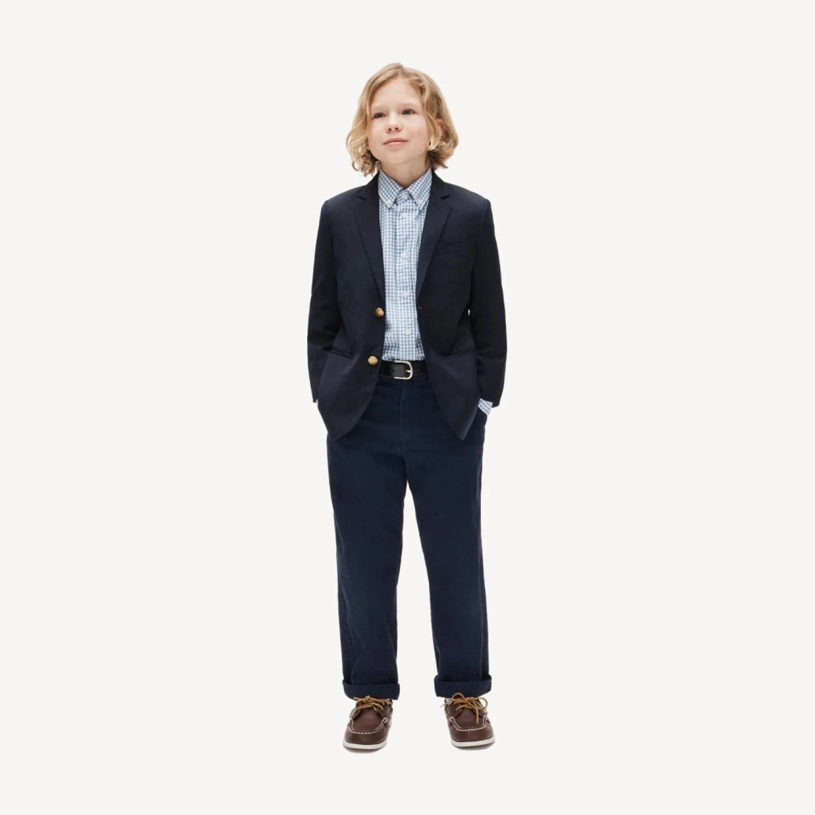 Kids' stretch poplin button-down in gingham