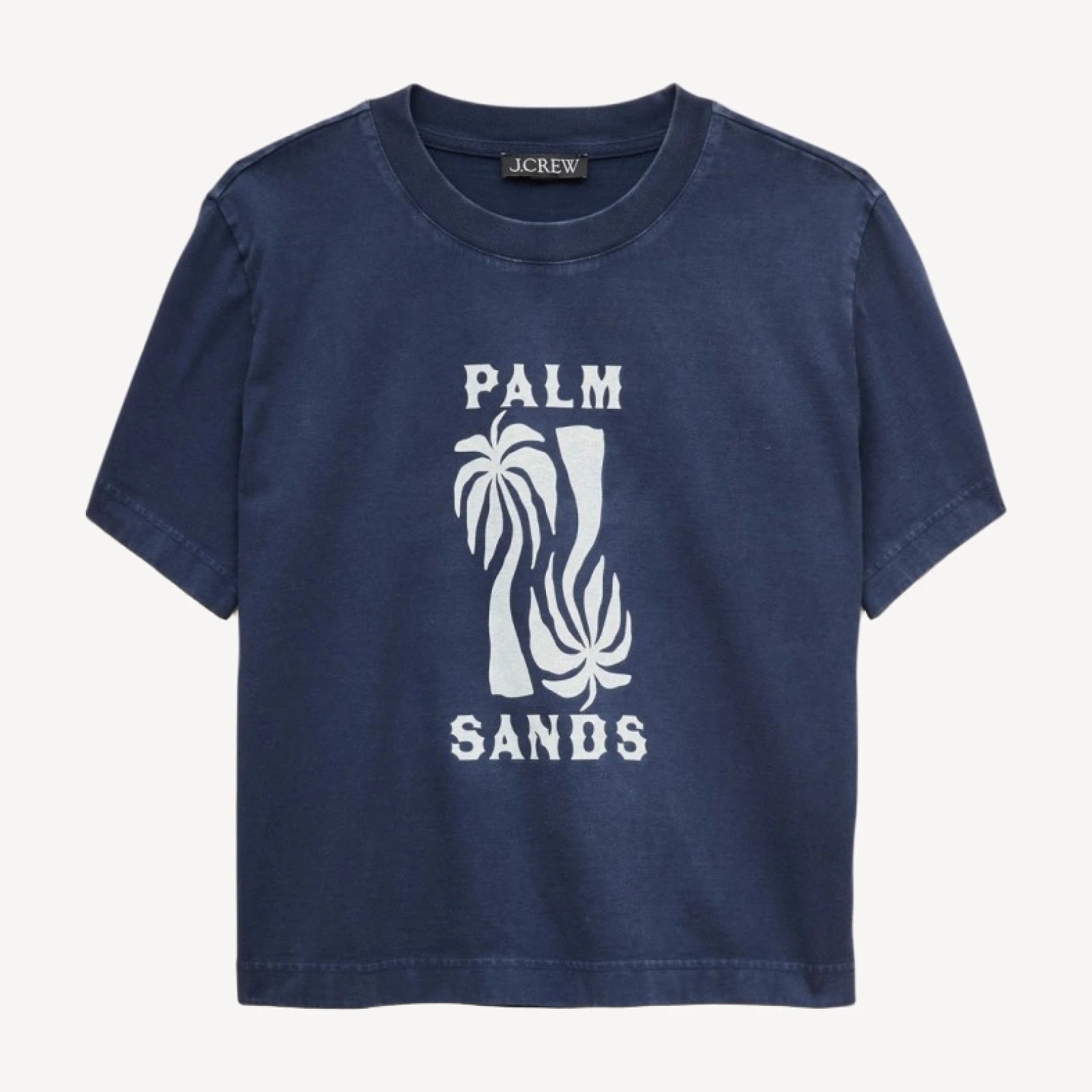 Boyfriend jersey relaxed cropped "Palm Sands" graphic T-shirt