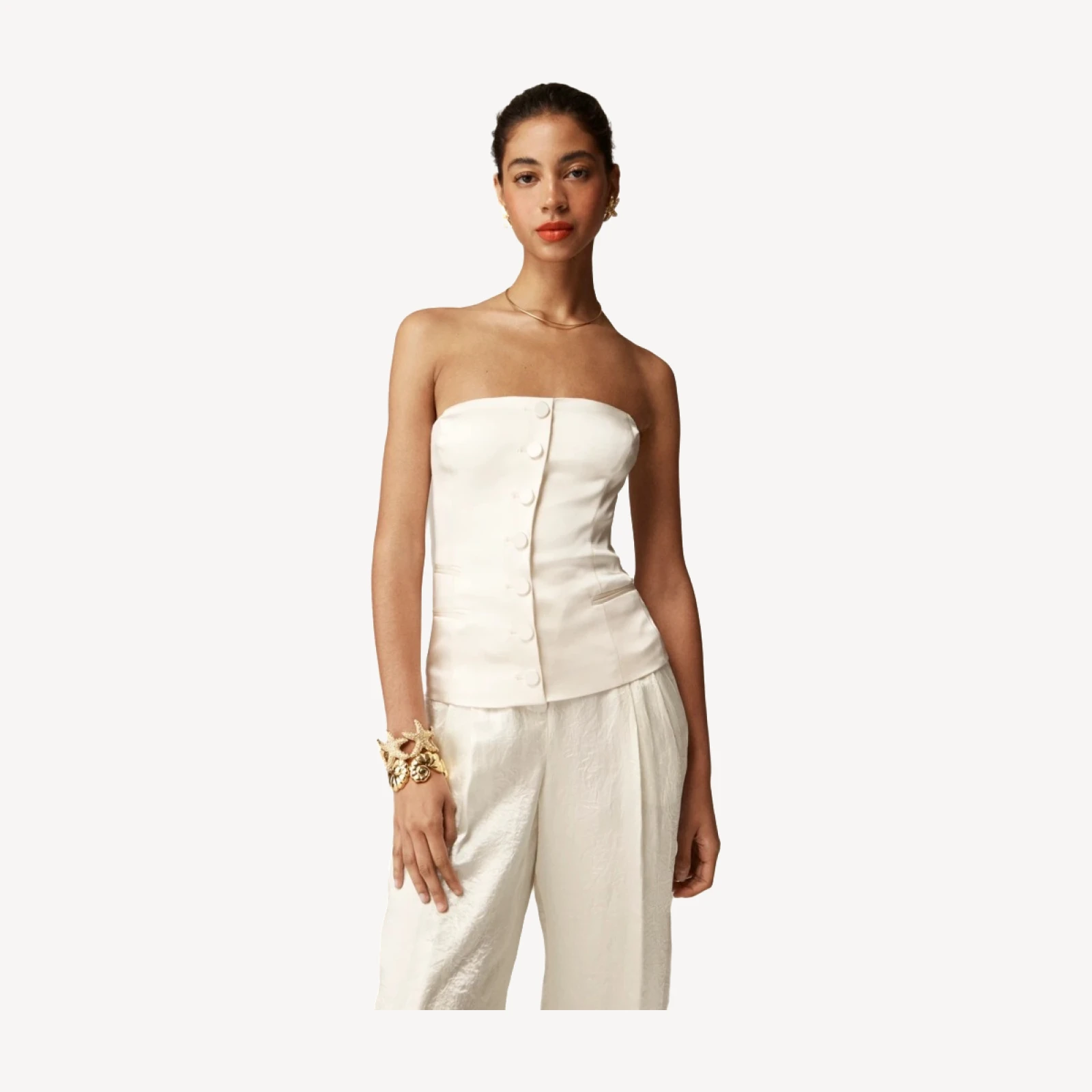 Anna October© X J.Crew corset top in stretch satin